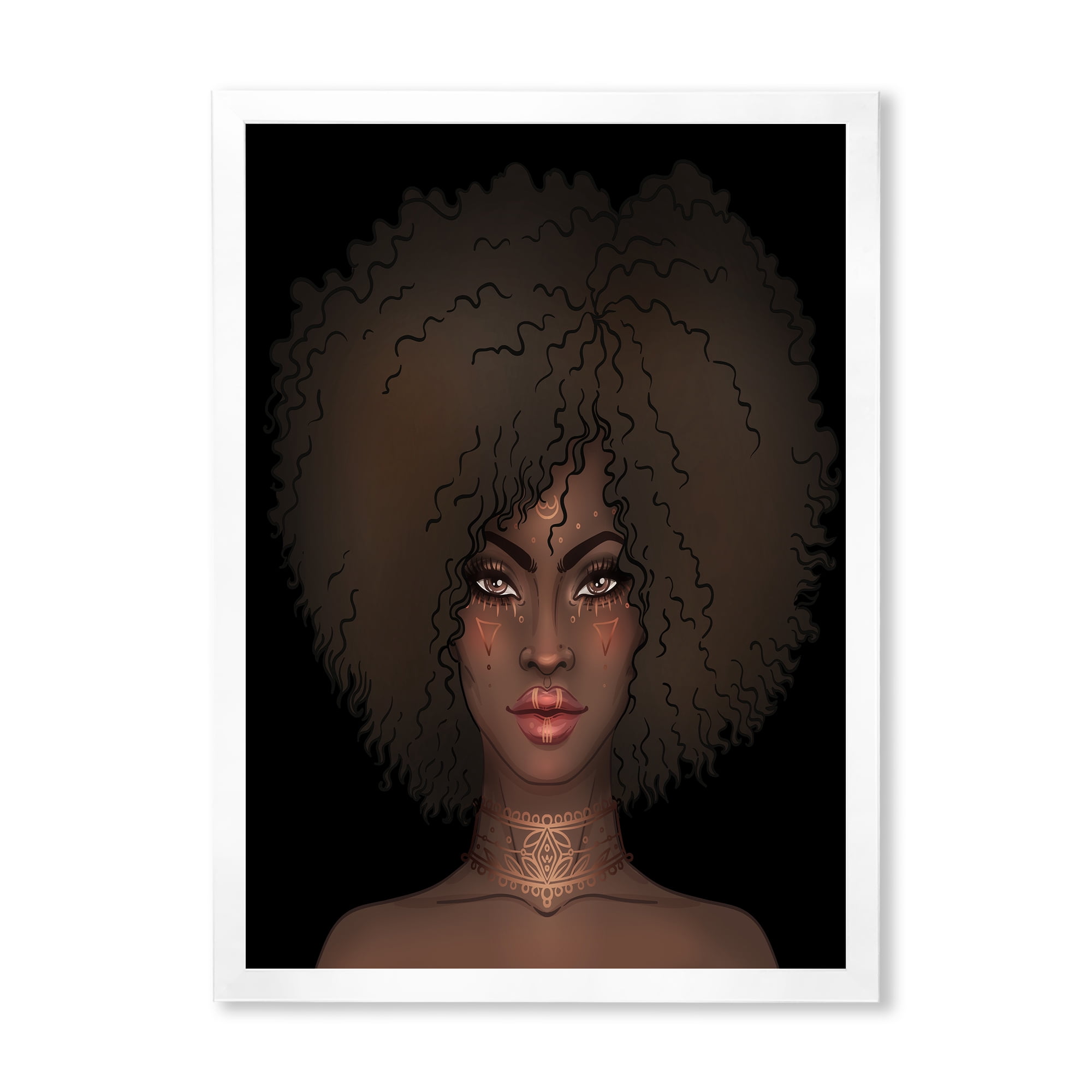 Designart 'Portrait of Afro American Woman III' Modern Framed Art Print