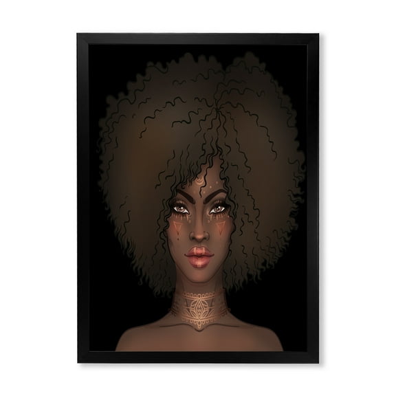 Designart 'Portrait of Afro American Woman III' Modern Framed Art Print
