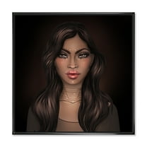 Designart 'Portrait of Afro American Woman IV' Modern Framed Canvas Wall Art Print