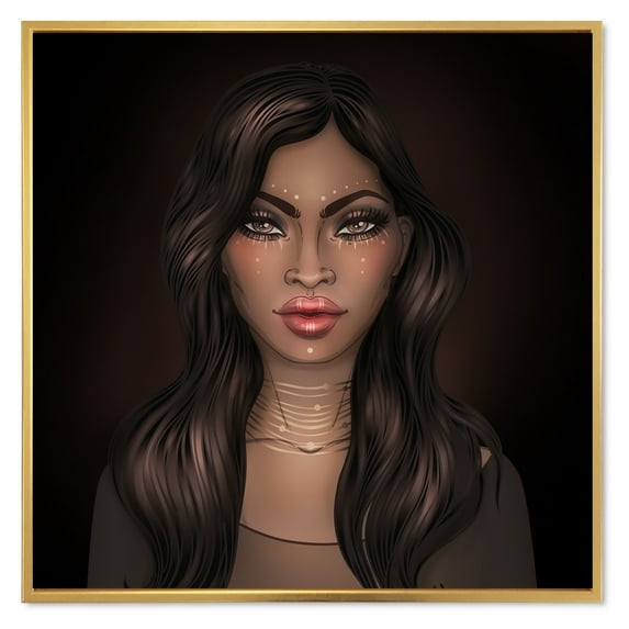 Designart 'Portrait of Afro American Woman IV' Modern Framed Canvas Wall Art Print