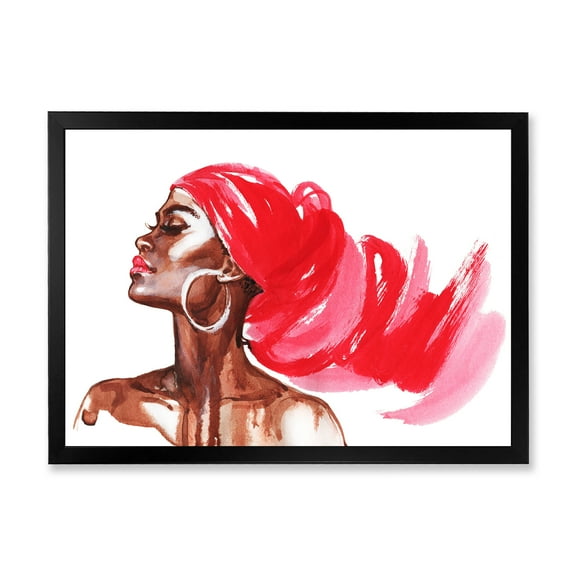 Designart 'Portrait of Afro American Woman IX' Modern Framed Art Print