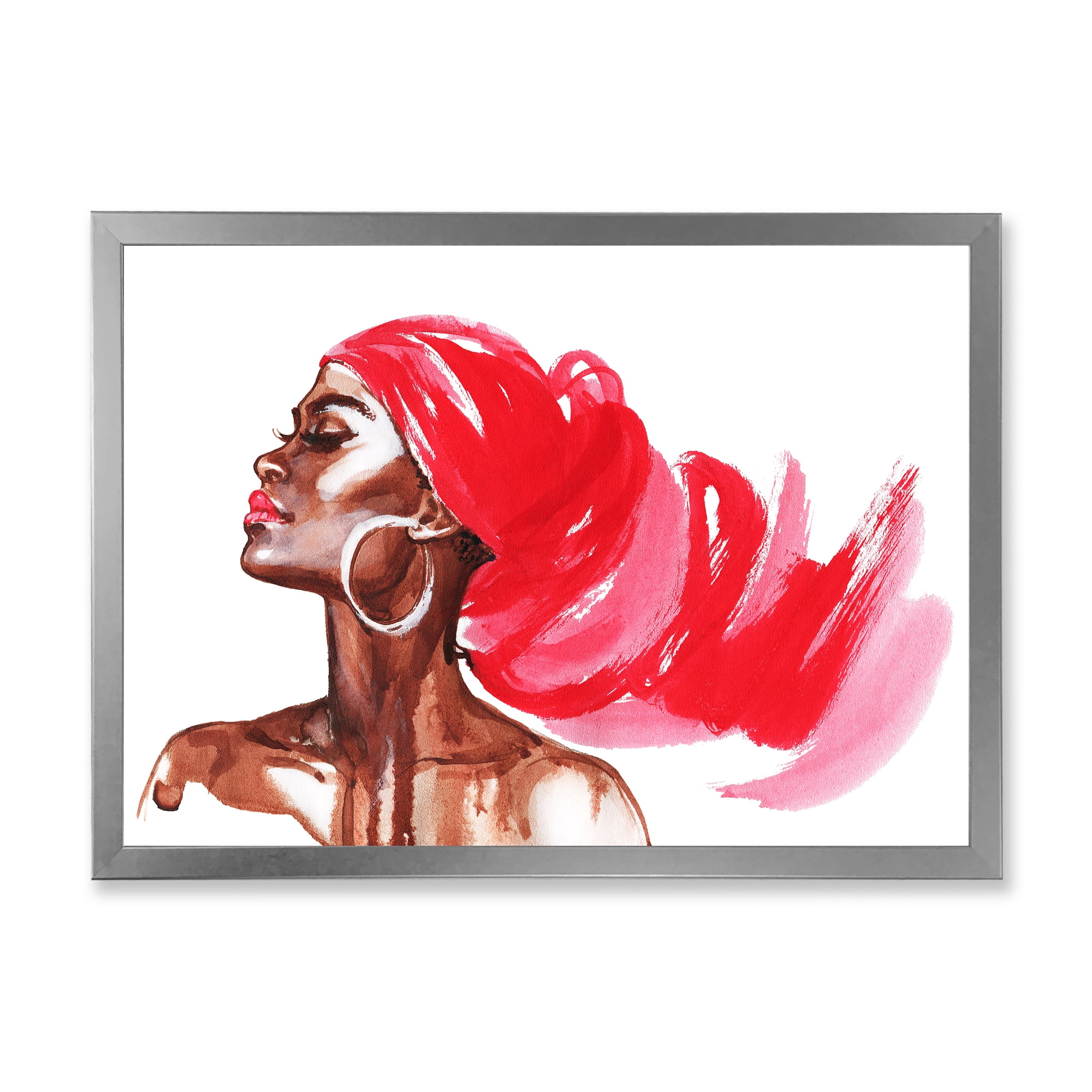 Designart 'Portrait of Afro American Woman IX' Modern Framed Art Print