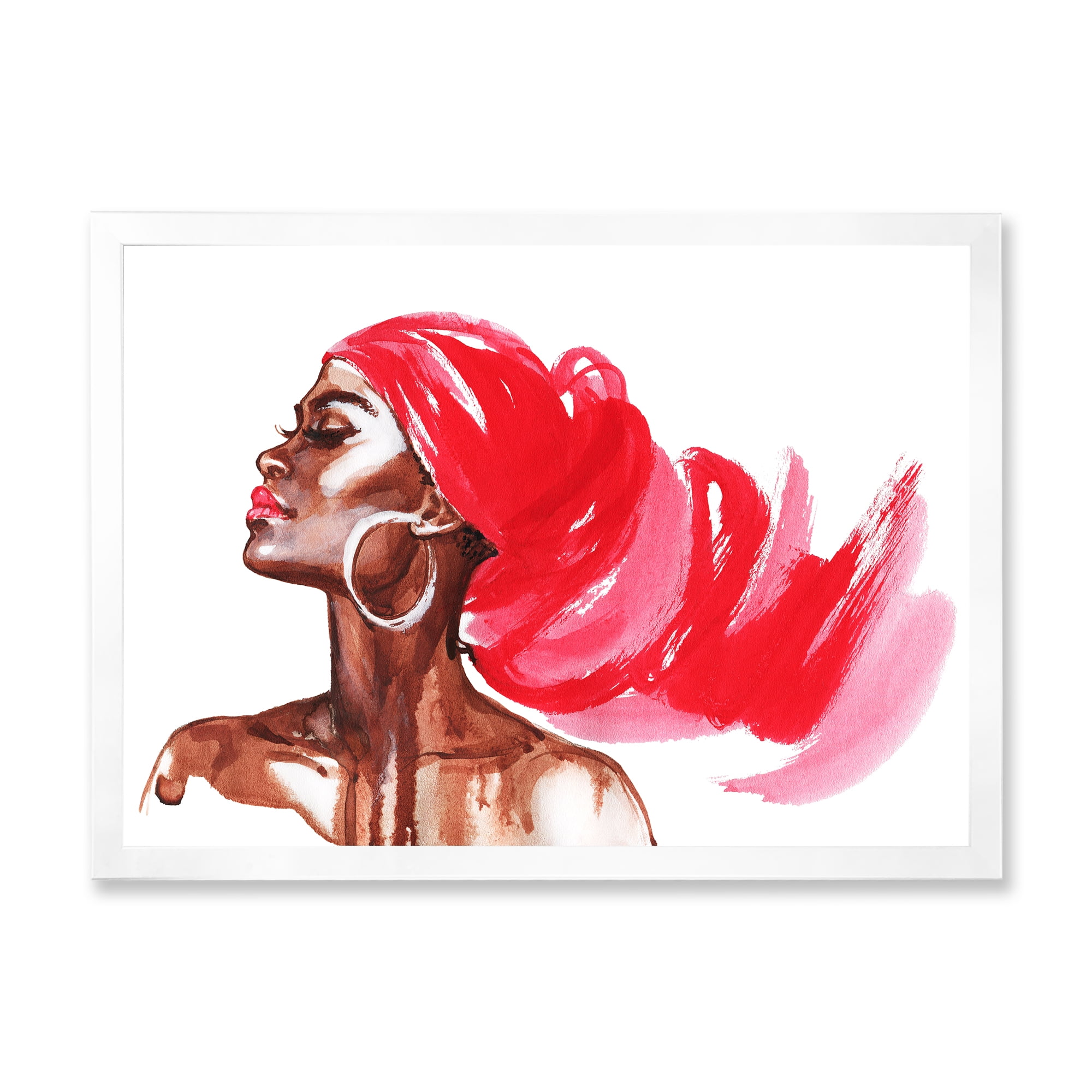 Designart 'Portrait of Afro American Woman IX' Modern Framed Art Print