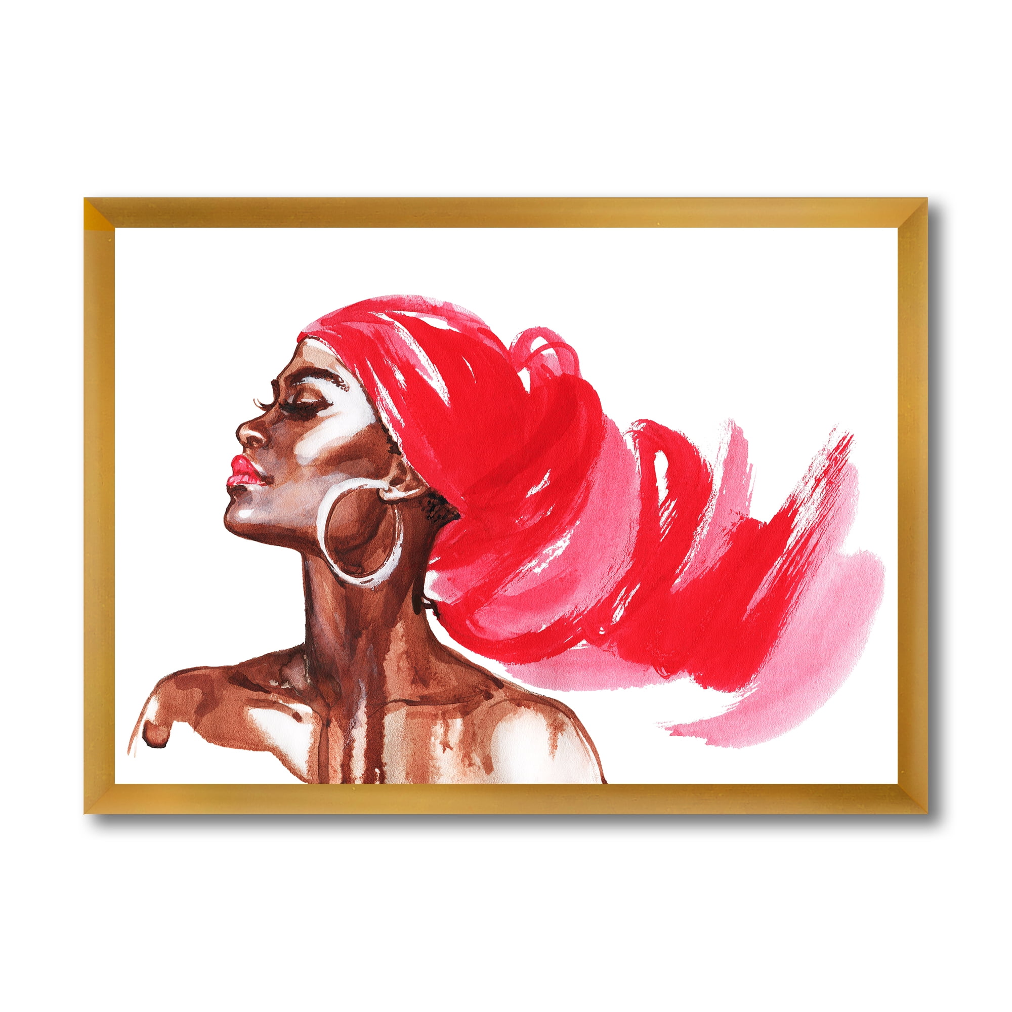 Designart 'Portrait of Afro American Woman IX' Modern Framed Art Print