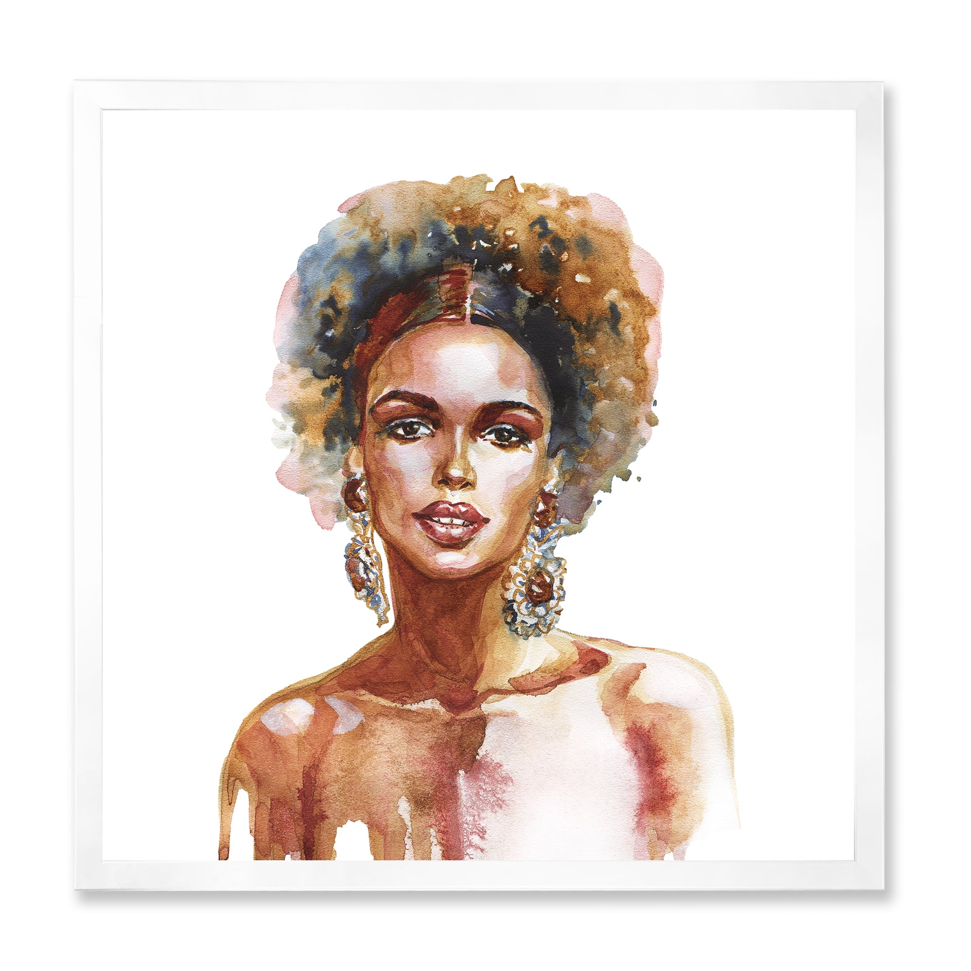 Designart 'Portrait of Afro American Woman V' Modern Framed Art Print