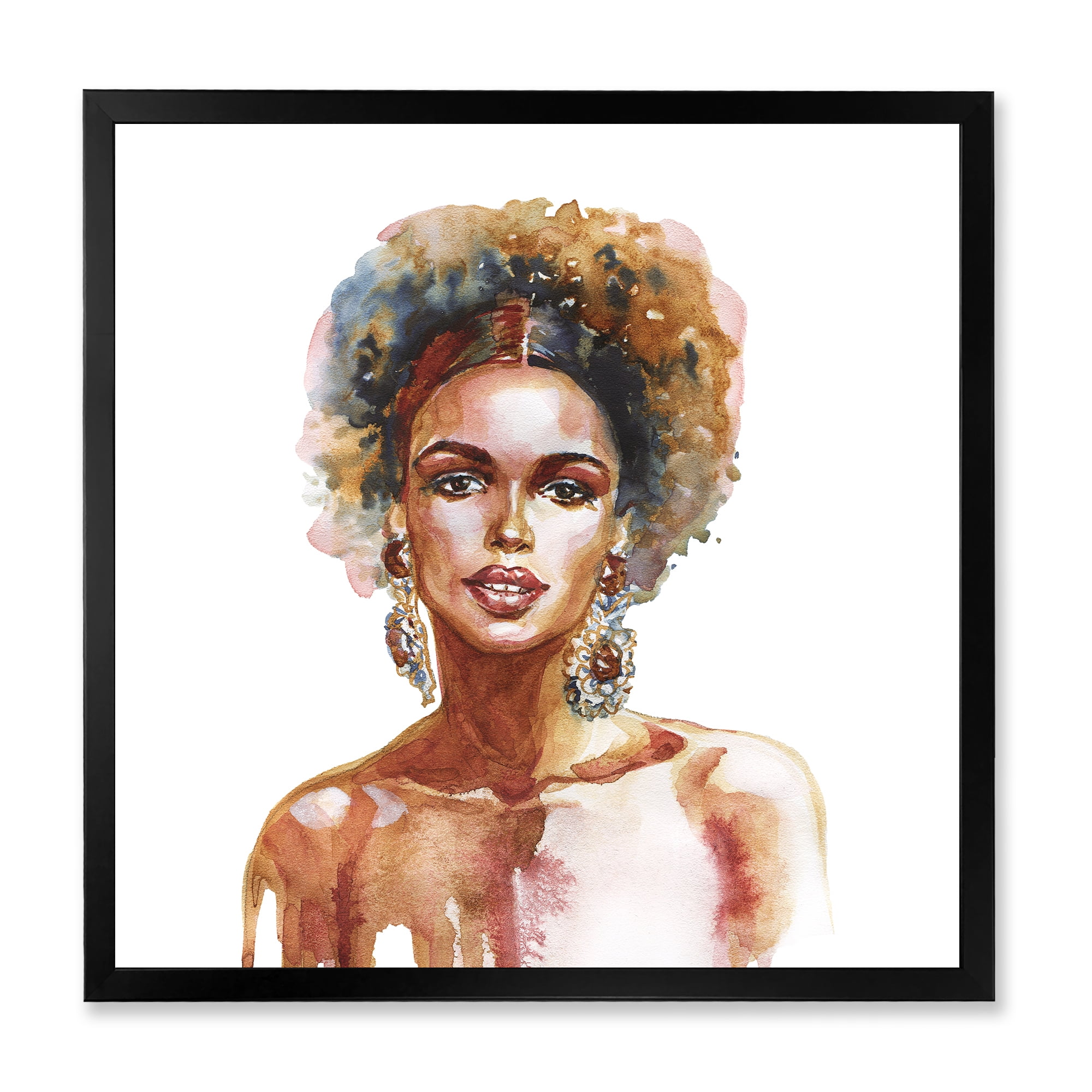 Designart 'Portrait of Afro American Woman V' Modern Framed Art Print