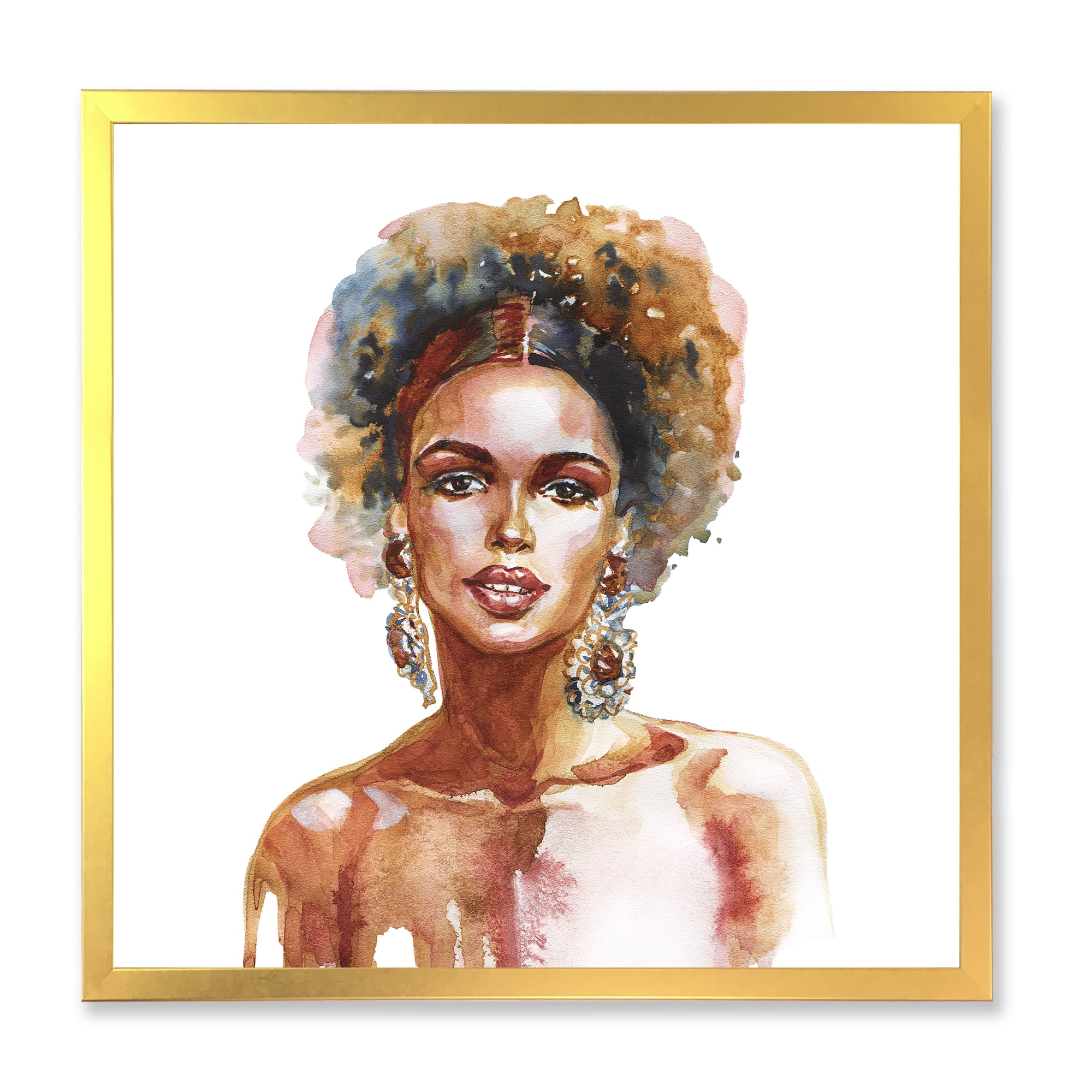 Designart 'Portrait of Afro American Woman V' Modern Framed Art Print