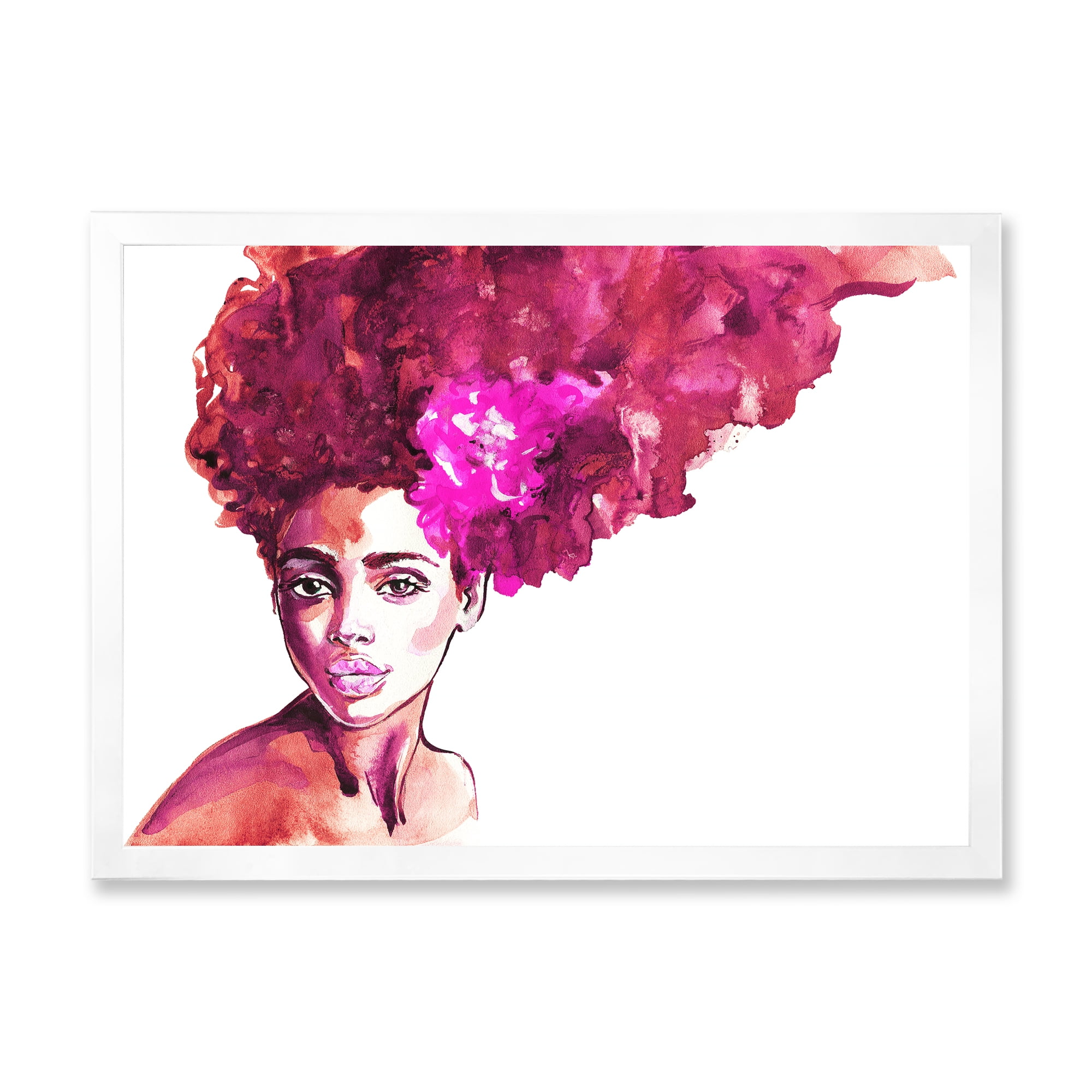 Designart 'Portrait of Afro American Woman VI' Modern Framed Art Print