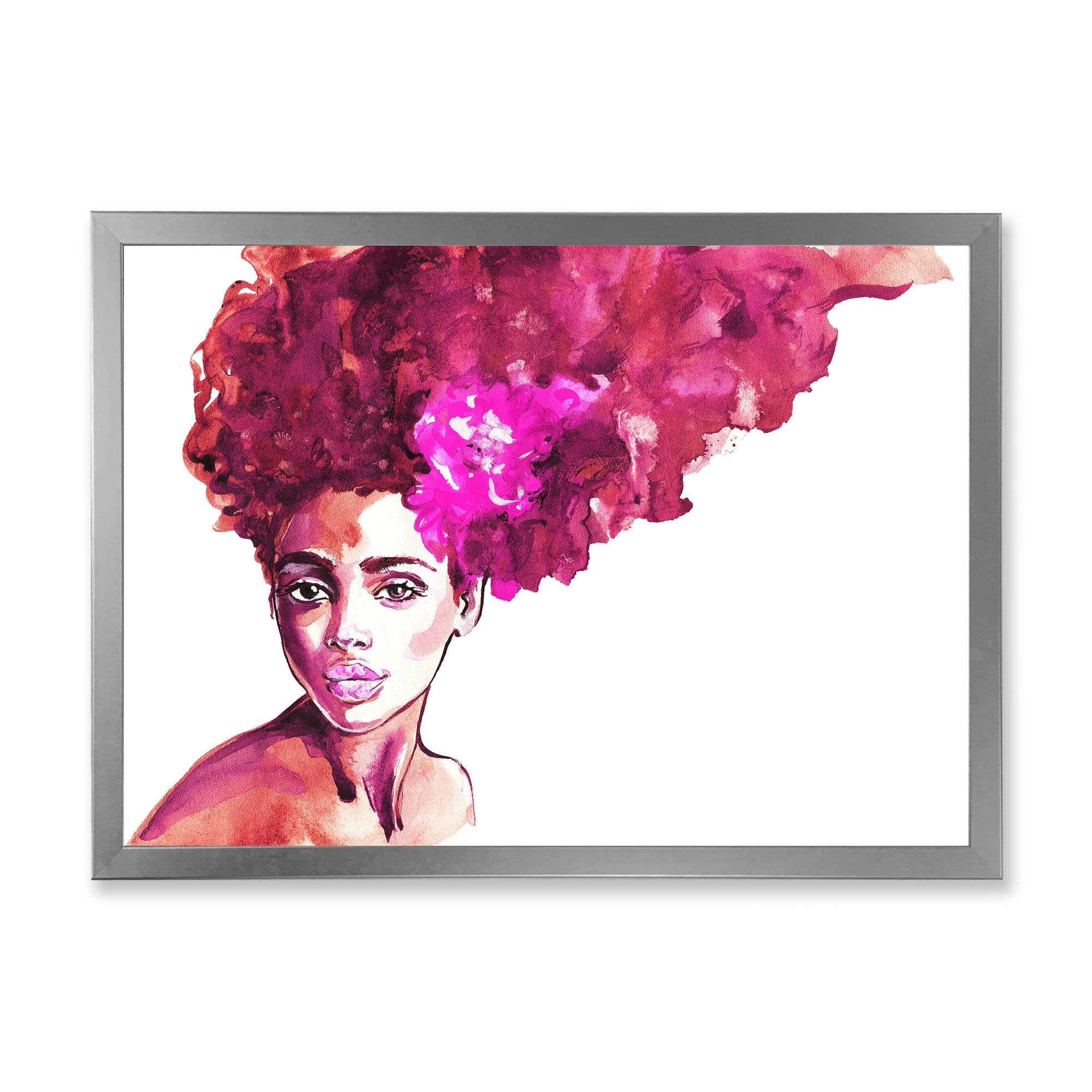 Designart 'Portrait of Afro American Woman VI' Modern Framed Art Print