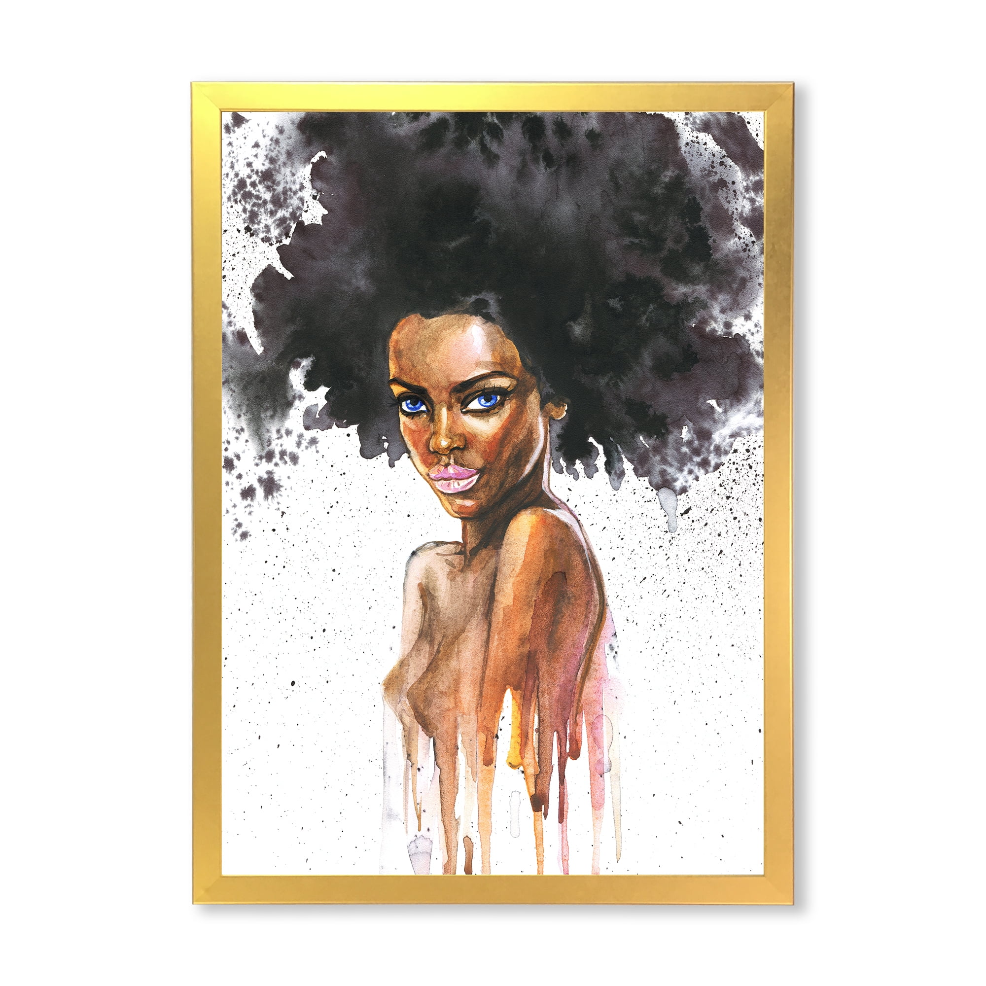 Designart 'Portrait of Afro American Woman VII' Modern Framed Art Print