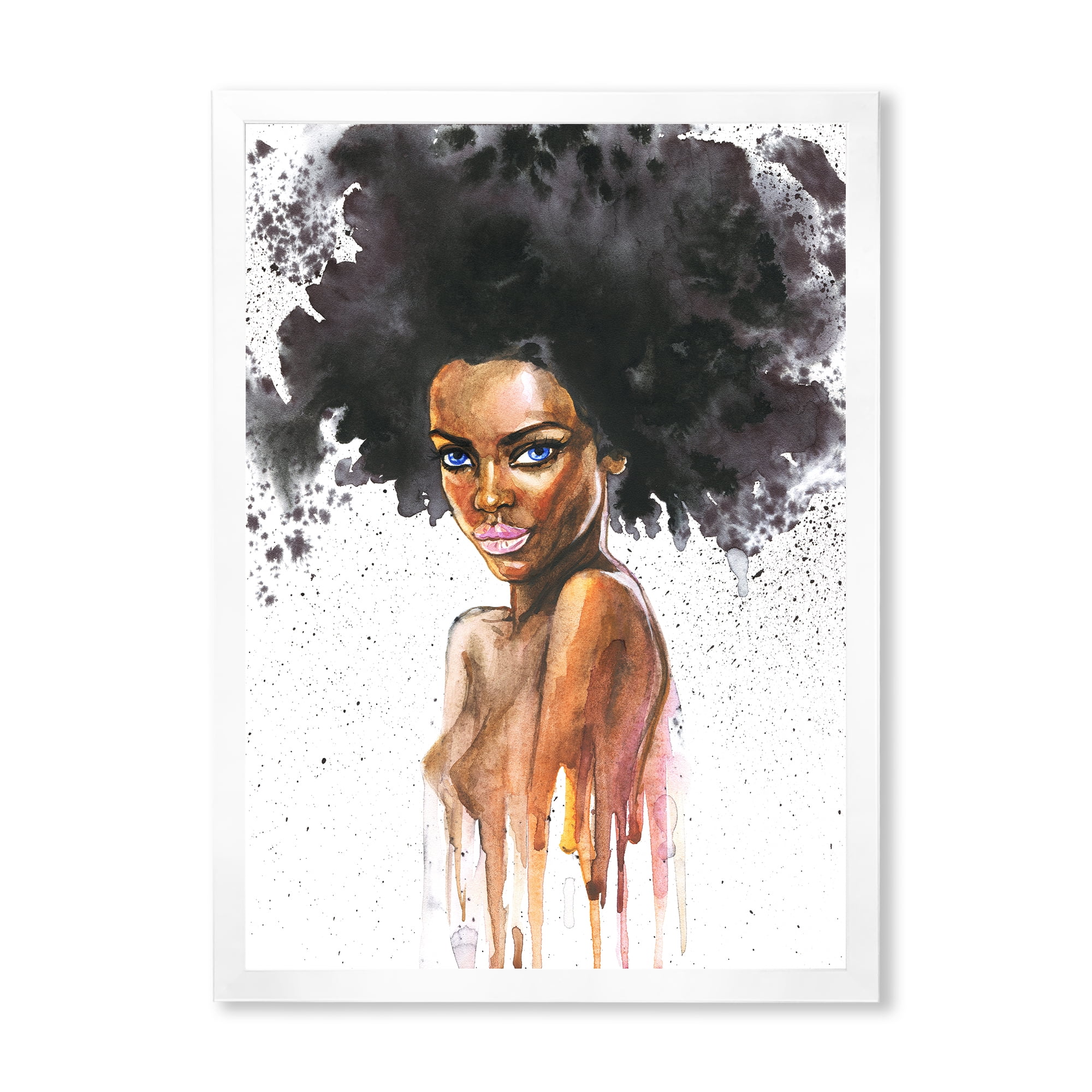 Designart 'Portrait of Afro American Woman VII' Modern Framed Art Print