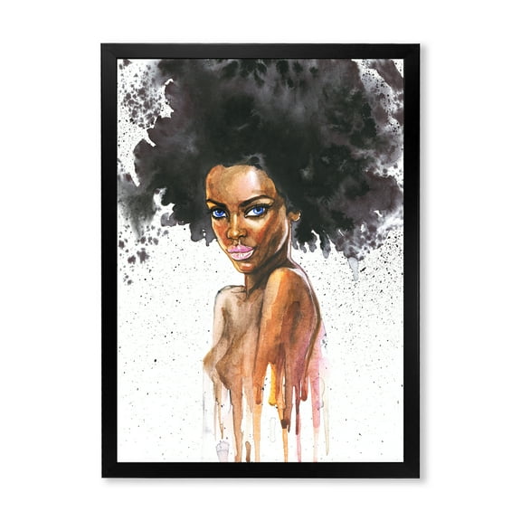 Designart 'Portrait of Afro American Woman VII' Modern Framed Art Print