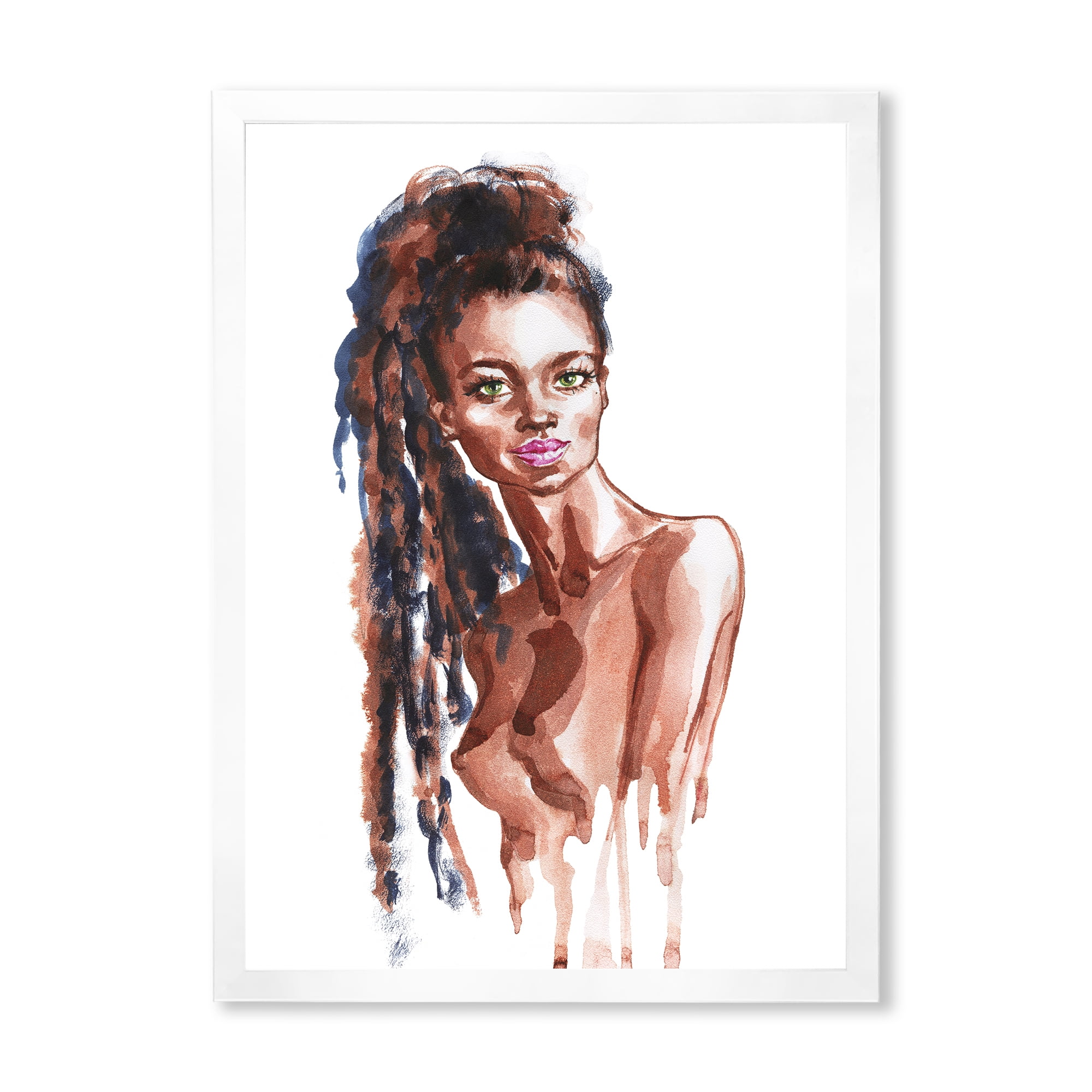 Designart 'Portrait of Afro American Woman VIII' Modern Framed Art Print