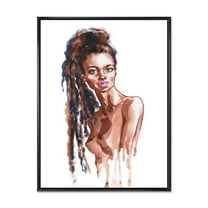 Designart 'Portrait of Afro American Woman VIII' Modern Framed Canvas Wall Art Print