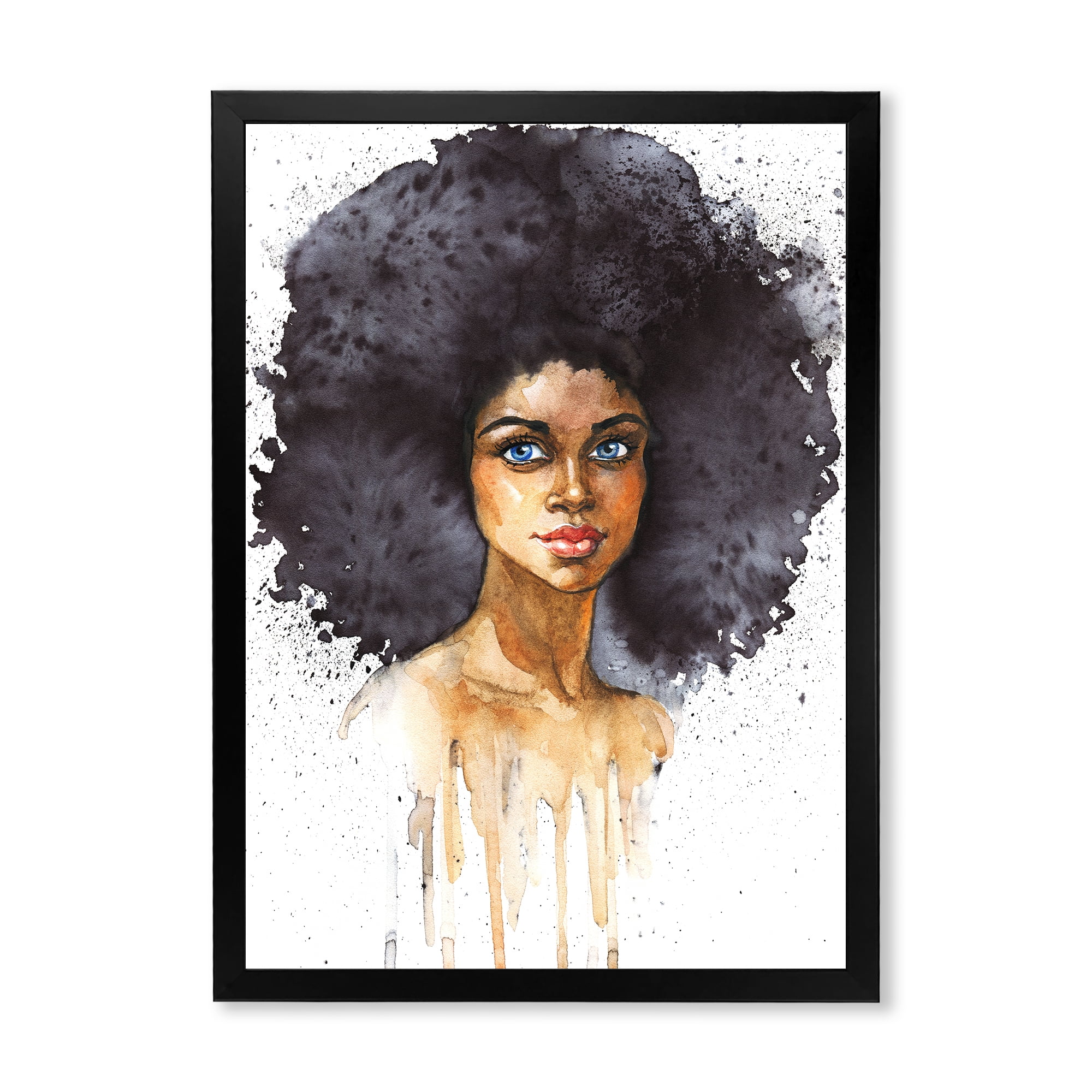 Designart 'Portrait of Afro American Woman X' Modern Framed Art Print