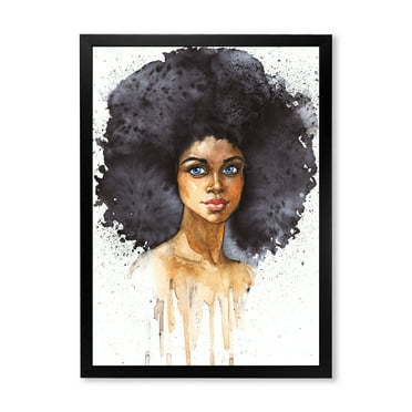 Designart 'Portrait of Afro American Woman X' Modern Framed Art Print