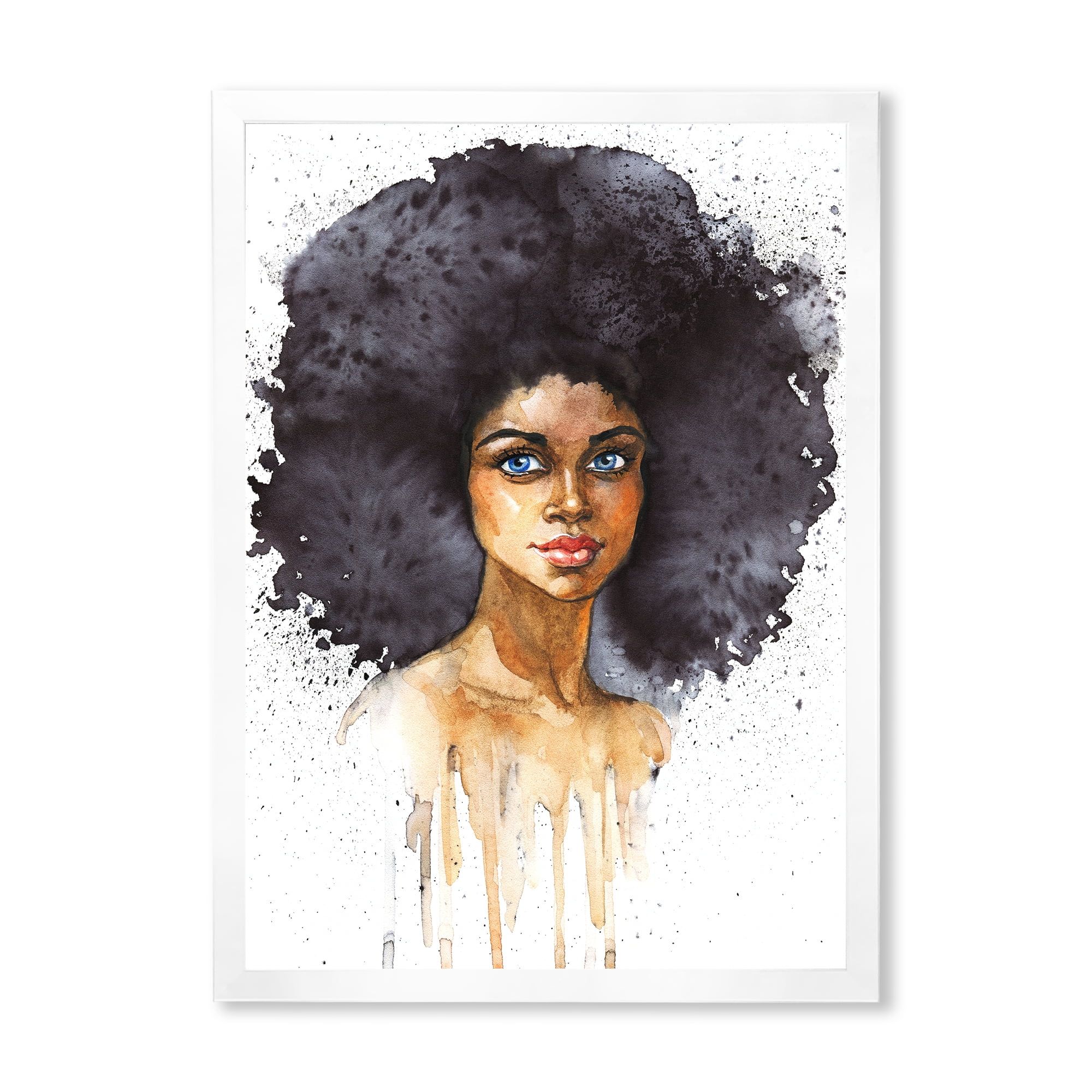 Designart 'Portrait of Afro American Woman X' Modern Framed Art Print