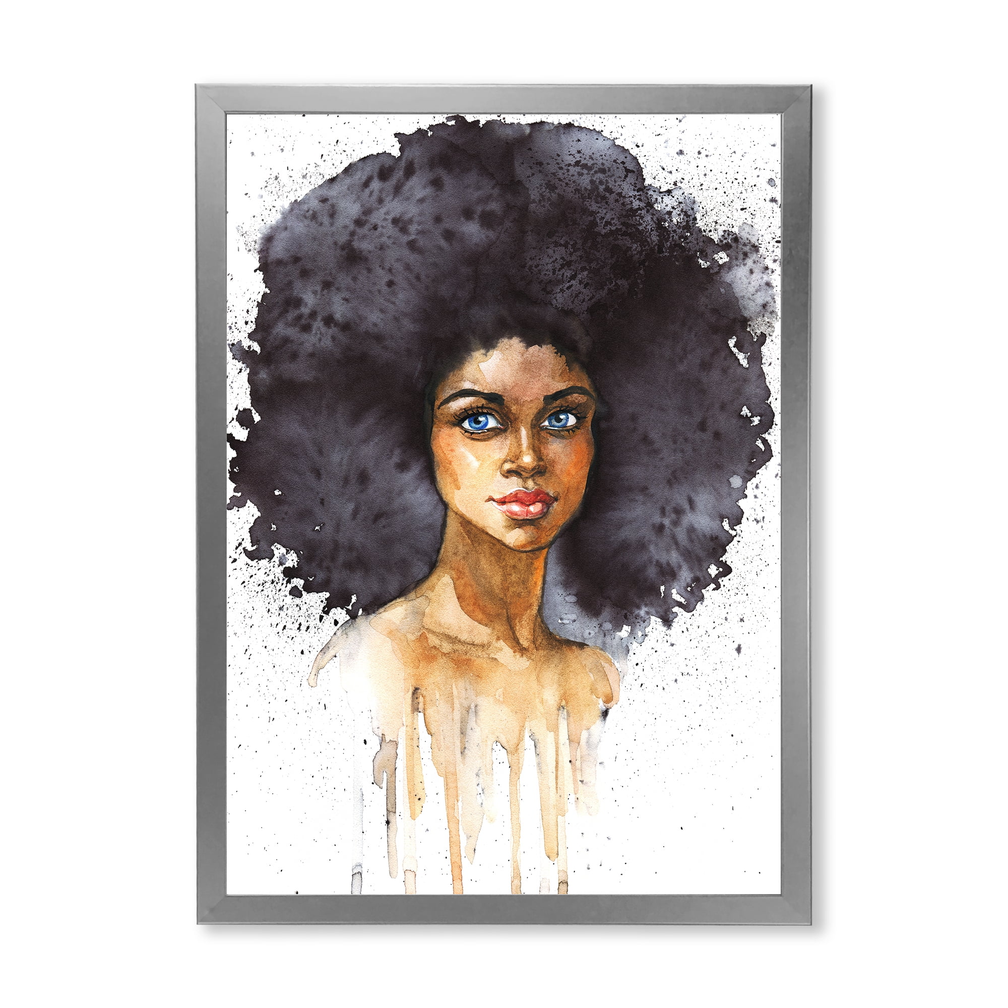 Designart 'Portrait of Afro American Woman X' Modern Framed Art Print