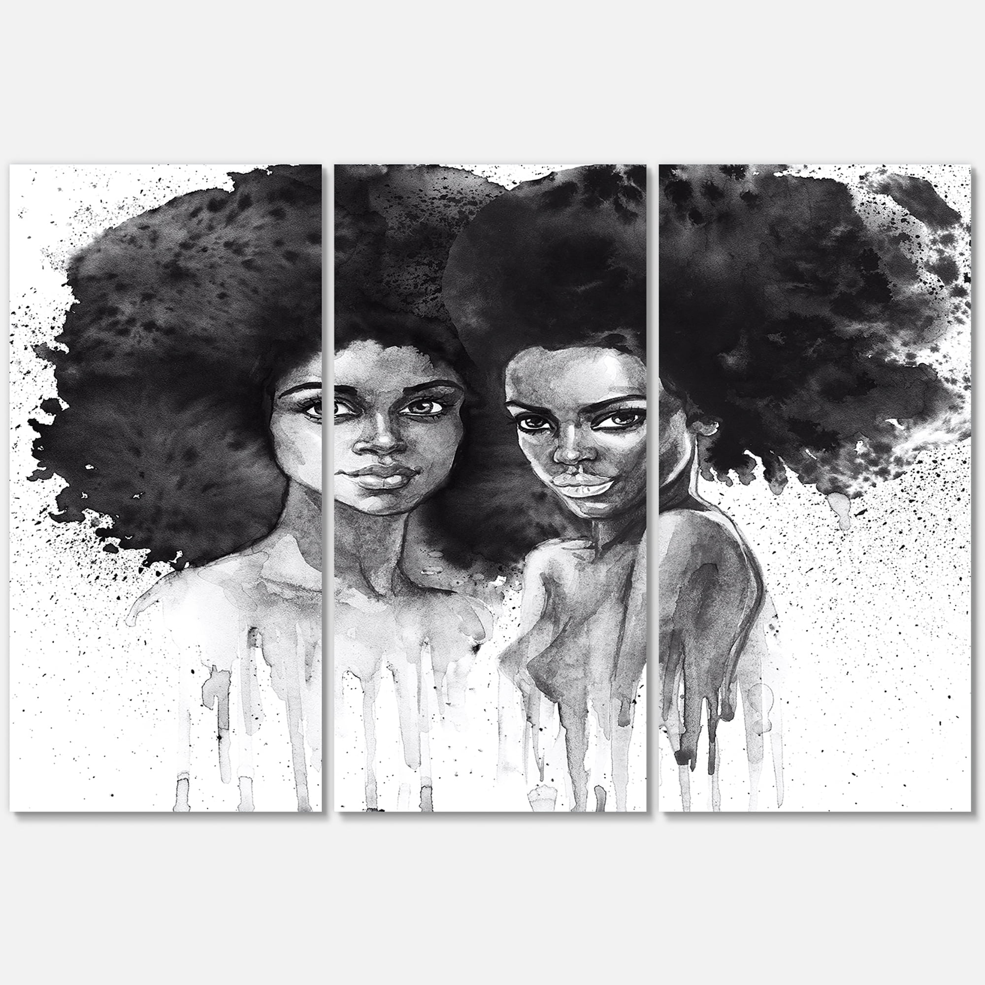 Designart ' Portrait of Afro American Woman XI ' Modern Canvas Wall Art Print