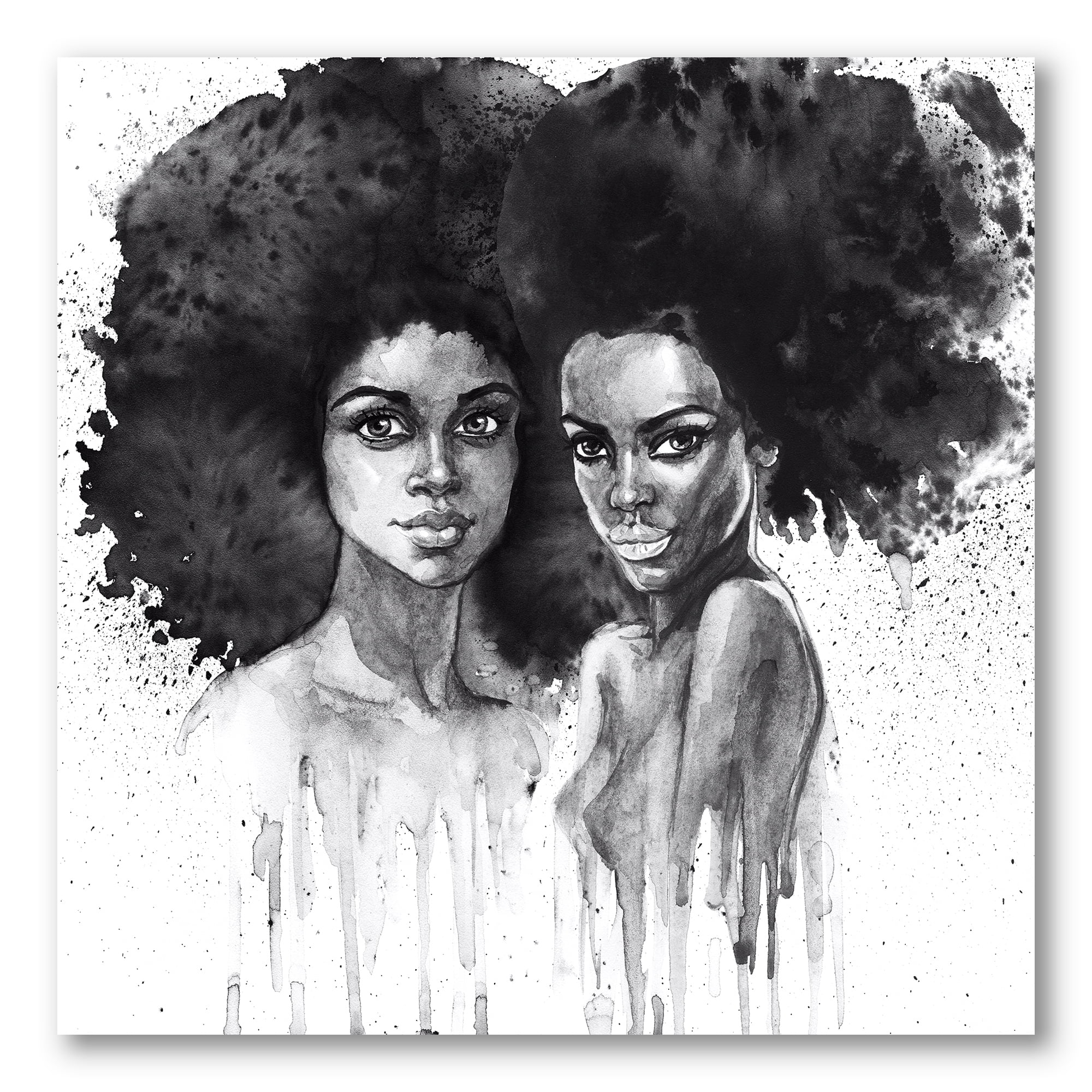 Designart ' Portrait of Afro American Woman XI ' Modern Canvas Wall Art Print