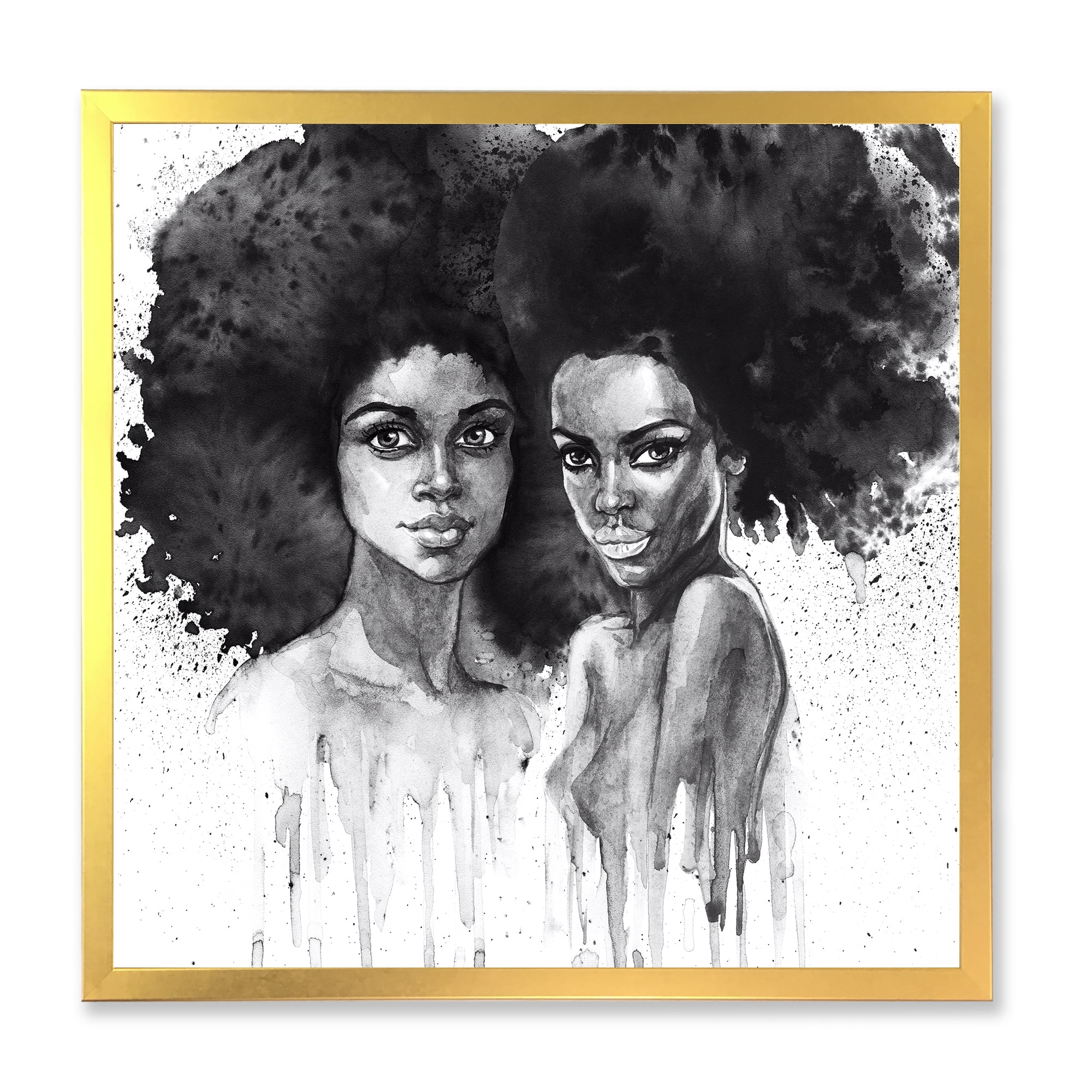 Designart 'Portrait of Afro American Woman XI' Modern Framed Art Print
