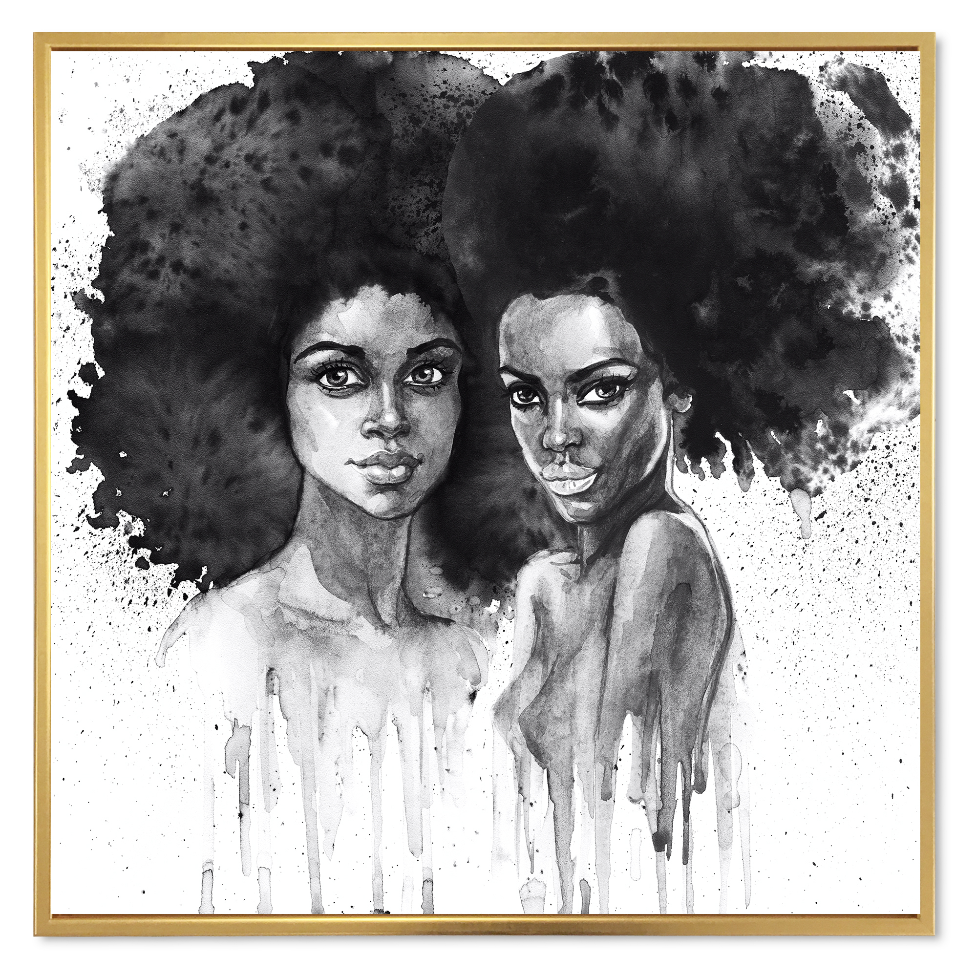 Designart 'Portrait of Afro American Woman XI' Modern Framed Canvas Wall Art Print