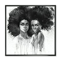 Designart 'Portrait of Afro American Woman XI' Modern Framed Canvas Wall Art Print
