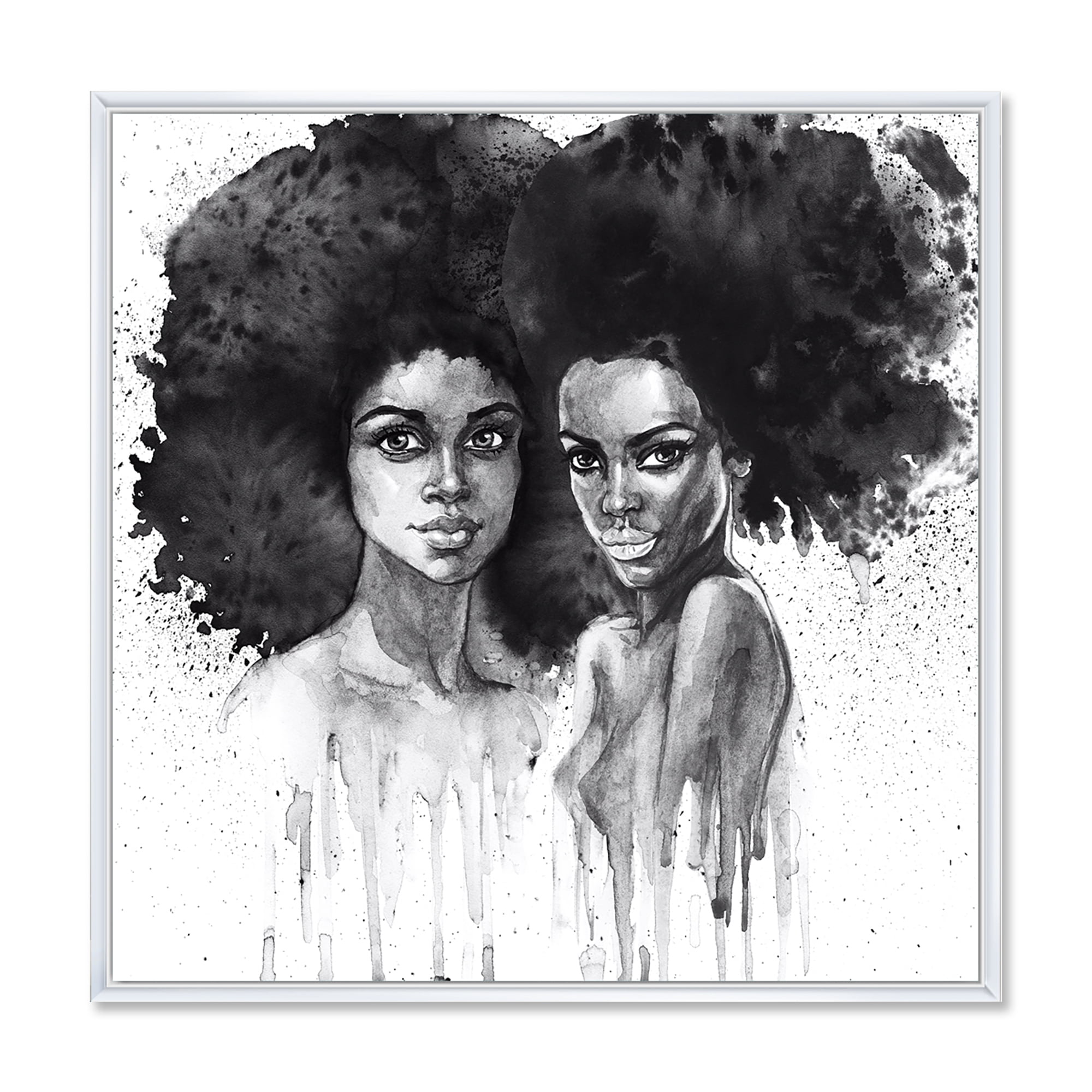 Designart 'Portrait of Afro American Woman XI' Modern Framed Canvas Wall Art Print