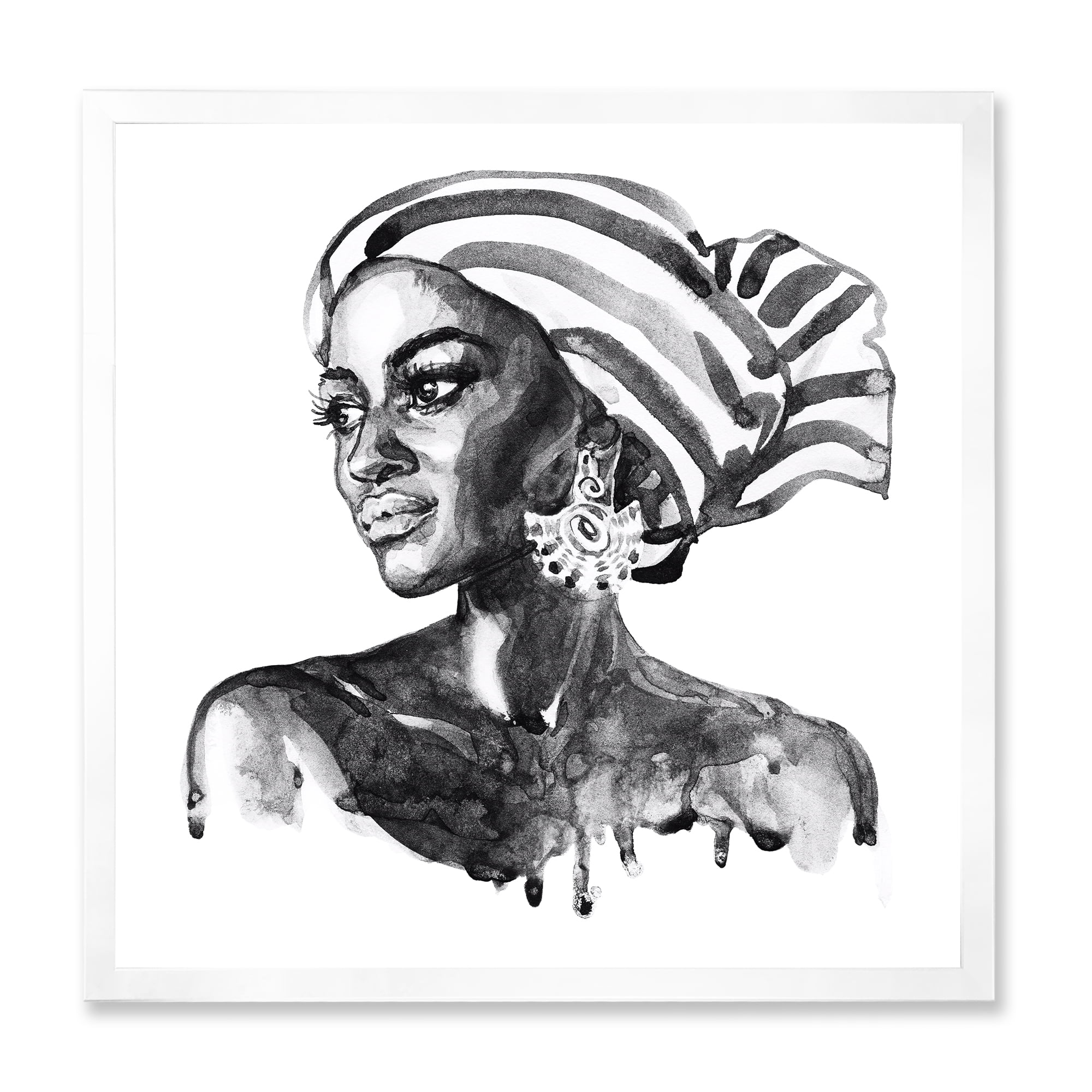 Designart 'Portrait of Afro American Woman XII' Modern Framed Art Print