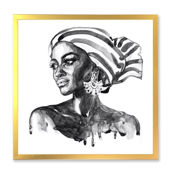 Designart 'Portrait of Afro American Woman XII' Modern Framed Art Print