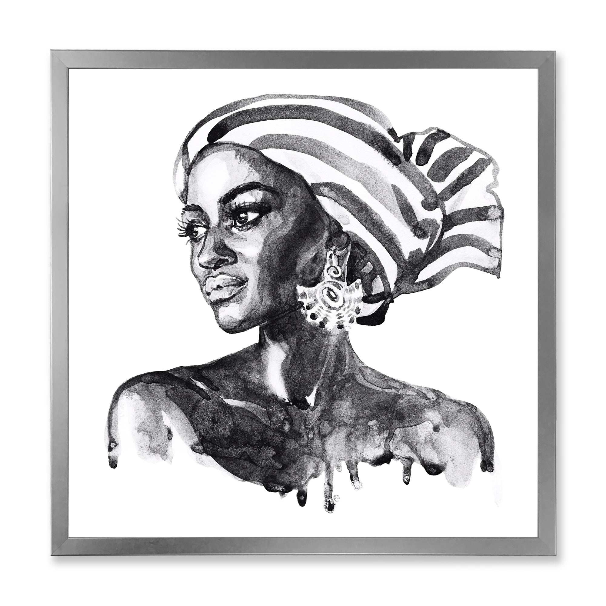Designart 'Portrait of Afro American Woman XII' Modern Framed Art Print