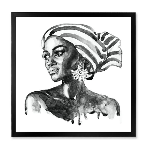Designart 'Portrait of Afro American Woman XII' Modern Framed Art Print