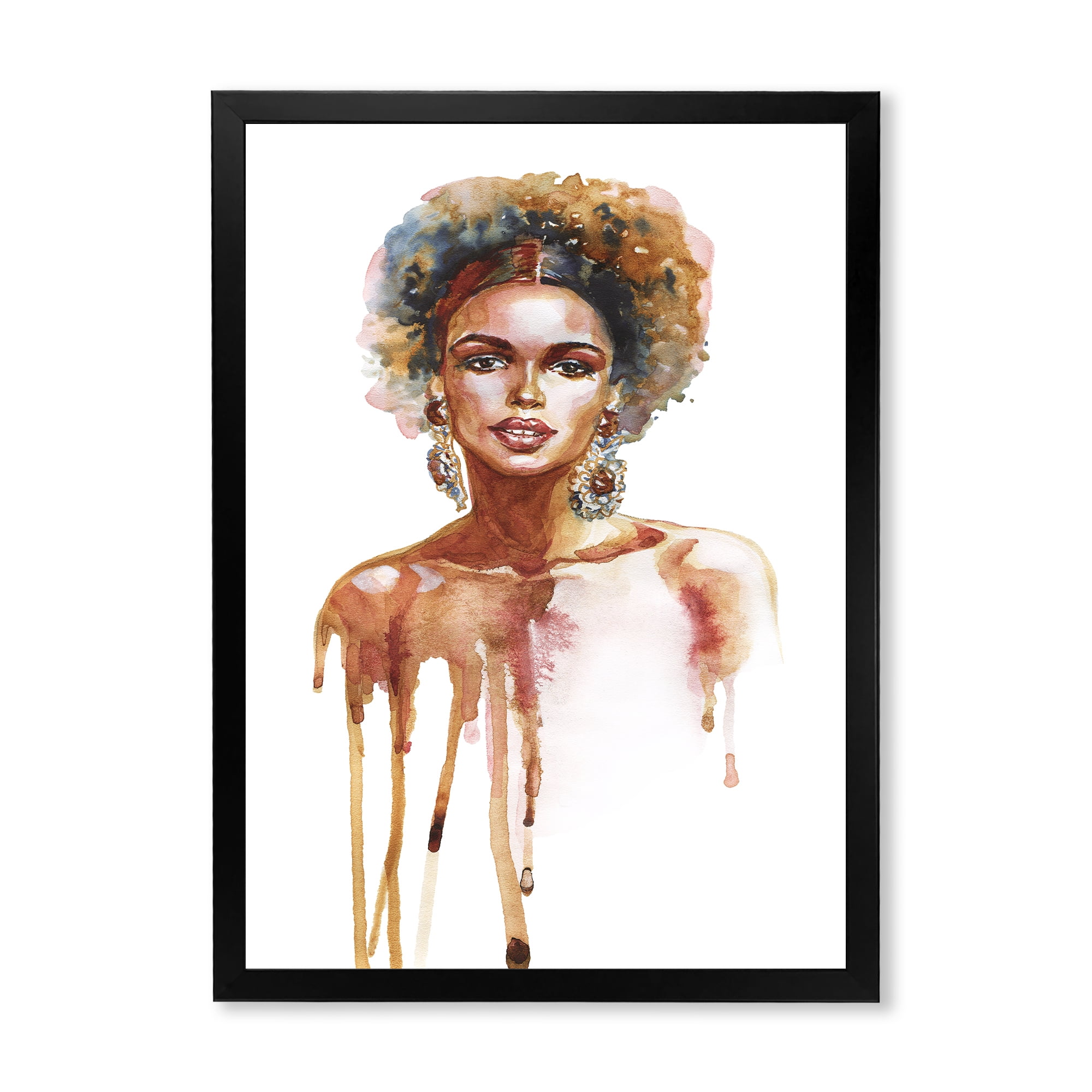 Designart 'Portrait of Afro American Woman XIII' Modern Framed Art Print