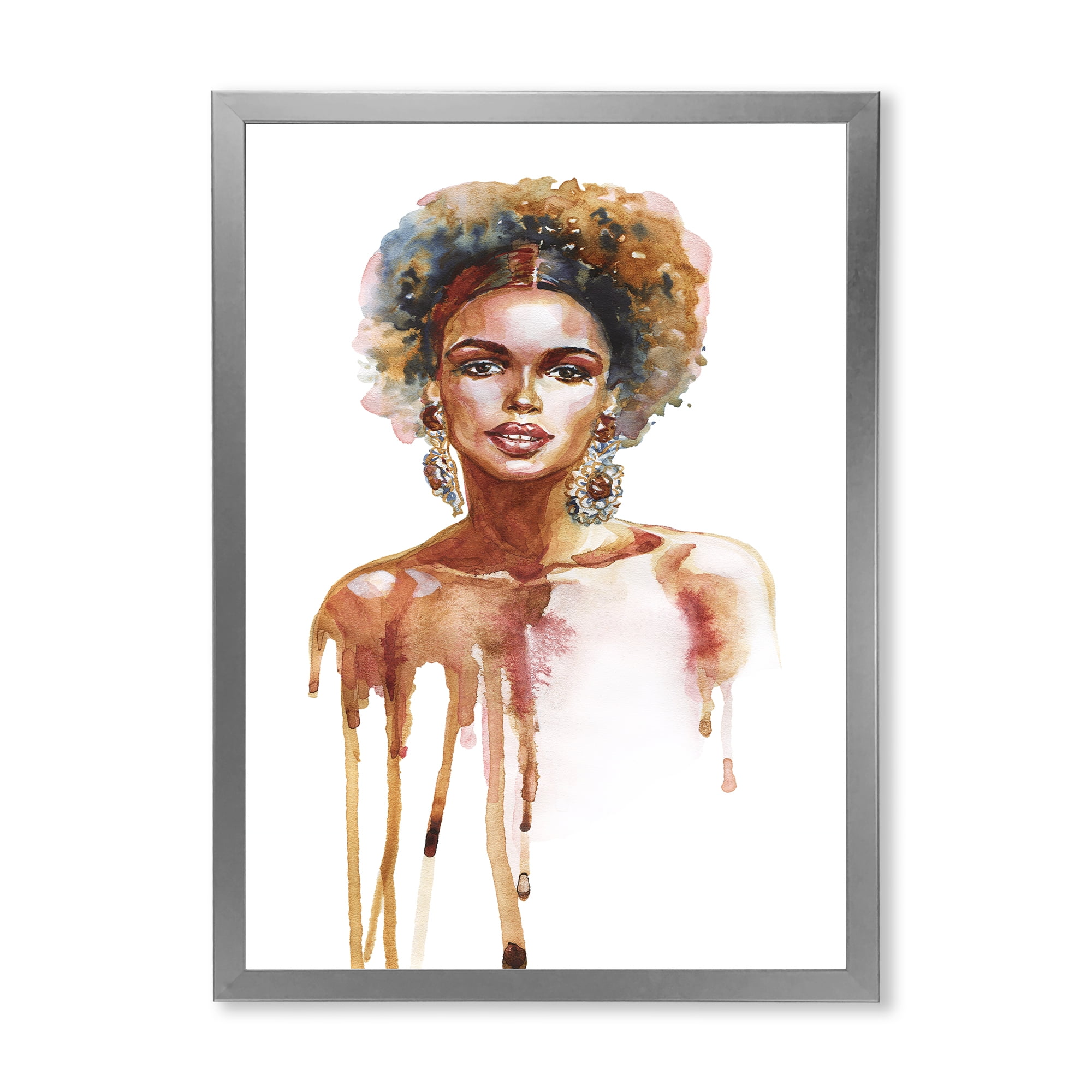 Designart 'Portrait of Afro American Woman XIII' Modern Framed Art Print