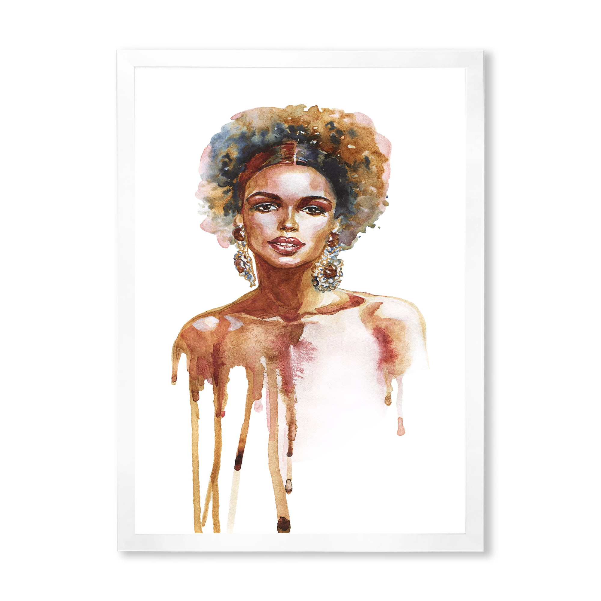 Designart 'Portrait of Afro American Woman XIII' Modern Framed Art Print
