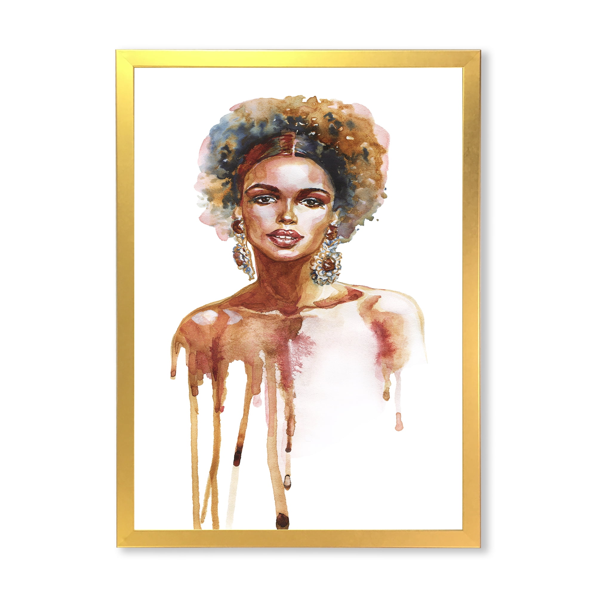 Designart 'Portrait of Afro American Woman XIII' Modern Framed Art Print
