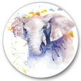 thumbnail image 1 of Designart 'Portrait of An Elephant Yellow and Blue Strokes' Farmhouse Circle Metal Wall Art 36x36 - Disc of 36, 1 of 5