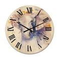 thumbnail image 1 of Designart 'Portrait of An Elephant Yellow and Blue Strokes' Farmhouse Wood Wall Clock, 1 of 5