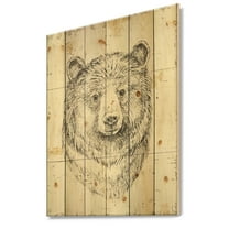 Designart 'Portrait of Bear Wild and Beautiful' Wildlife Animal Print on Natural Pine Wood