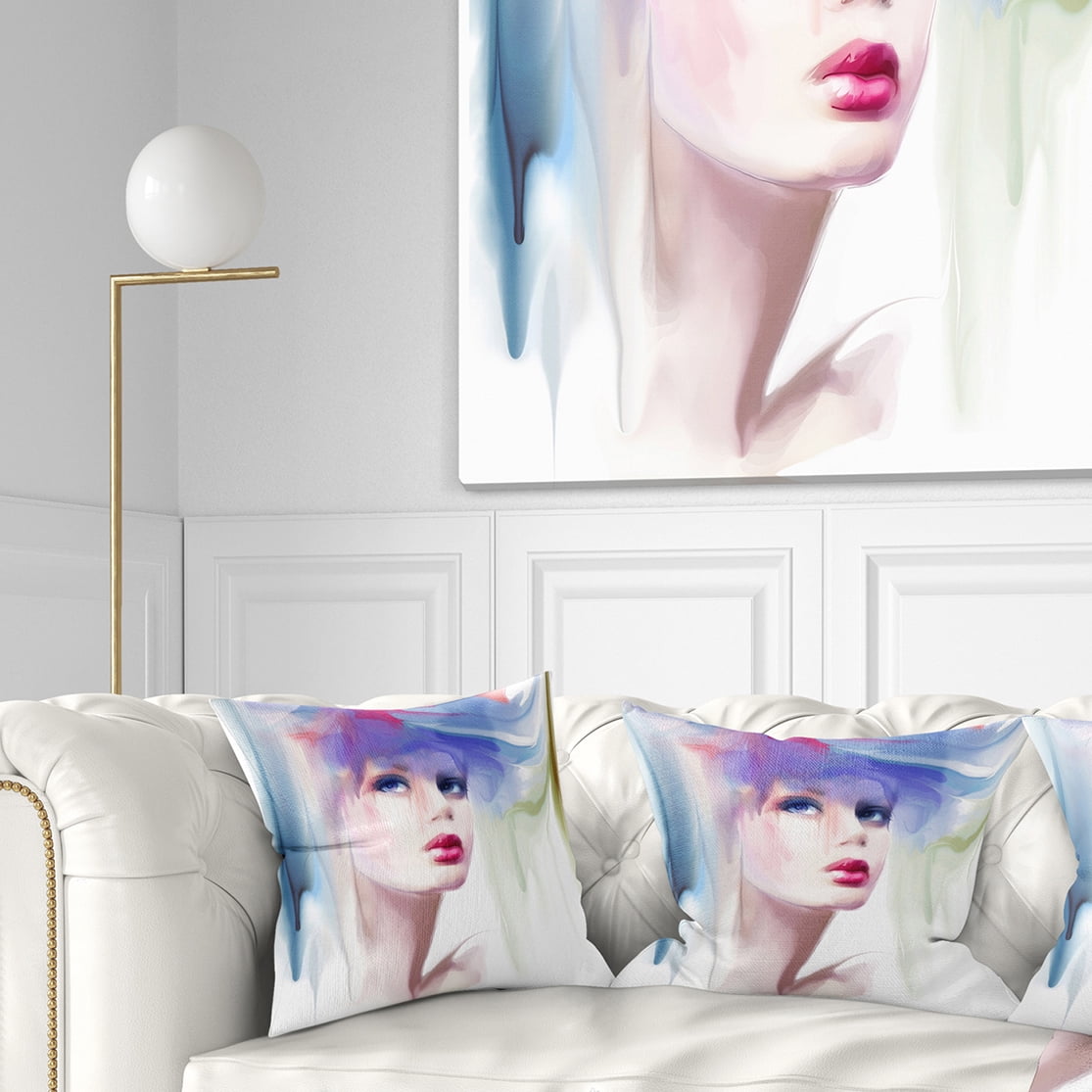 Designart Portrait of Beautiful Girl - Portrait Throw Pillow - 16x16