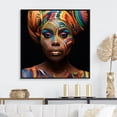 thumbnail image 1 of Designart "Portrait of Colorful Essence of African Woman II" Fashion Framed Wall Art - Glam Colorful Woman African Bedroom Framed Canvas Wall Art, 1 of 6