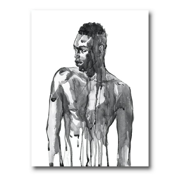 Designart ' Portrait of Handsome African Man On White I ' Modern Canvas Wall Art Print