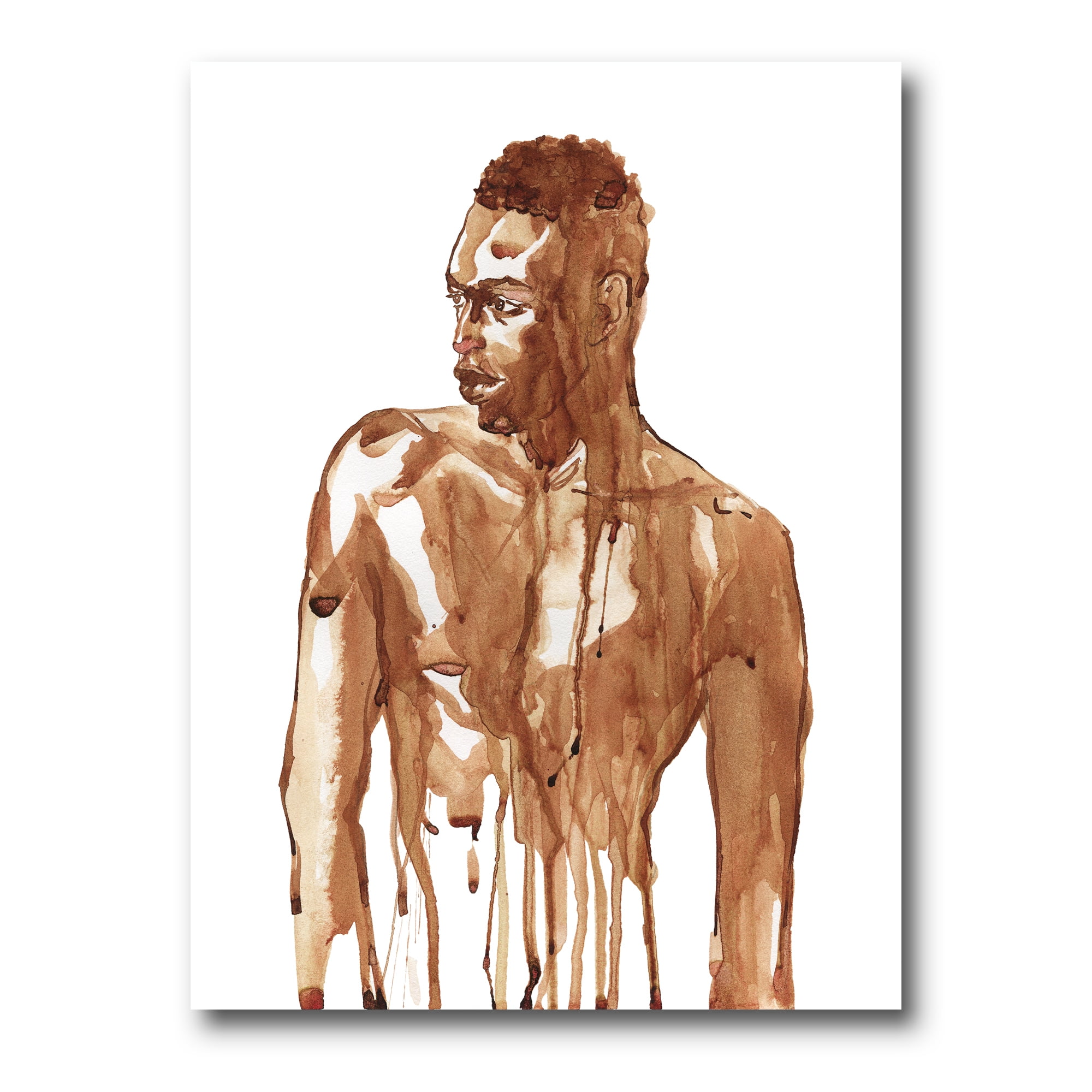 Designart ' Portrait of Handsome African Man On White II ' Modern Canvas Wall Art Print