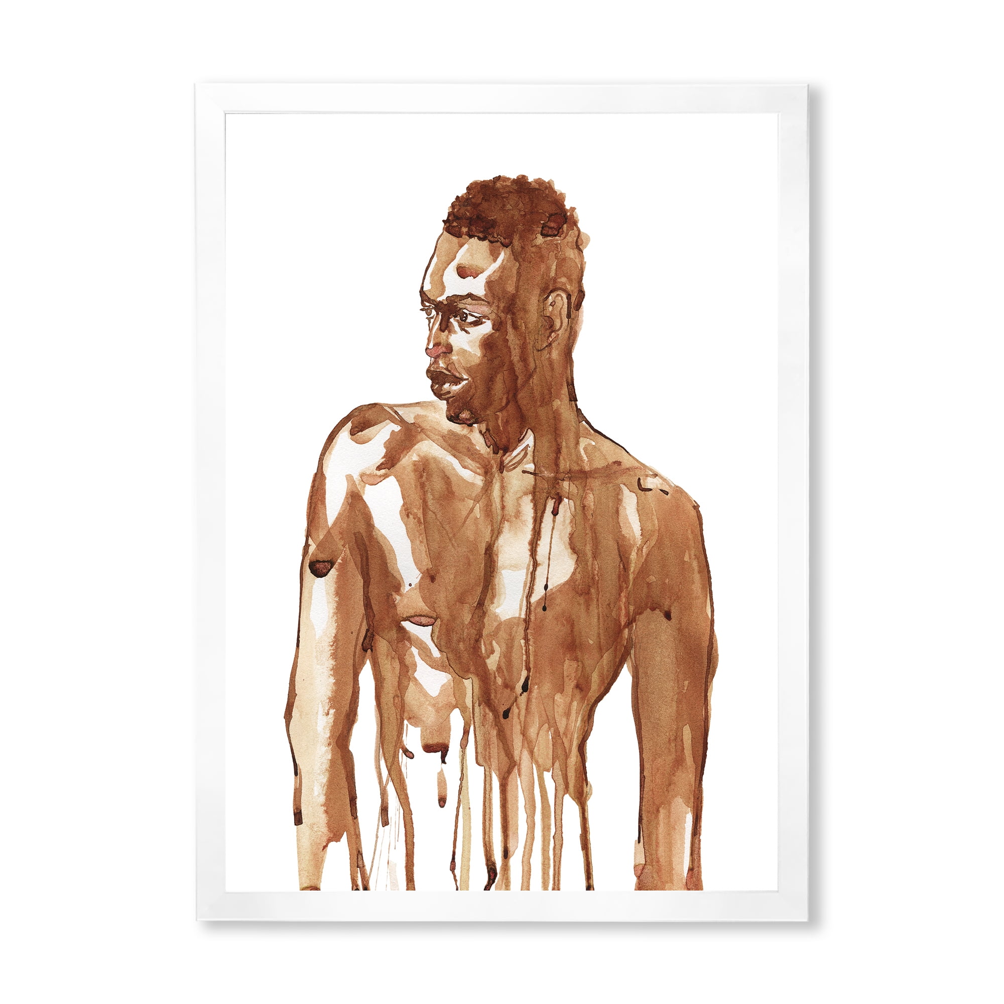 Designart 'Portrait of Handsome African Man On White II' Modern Framed Art Print