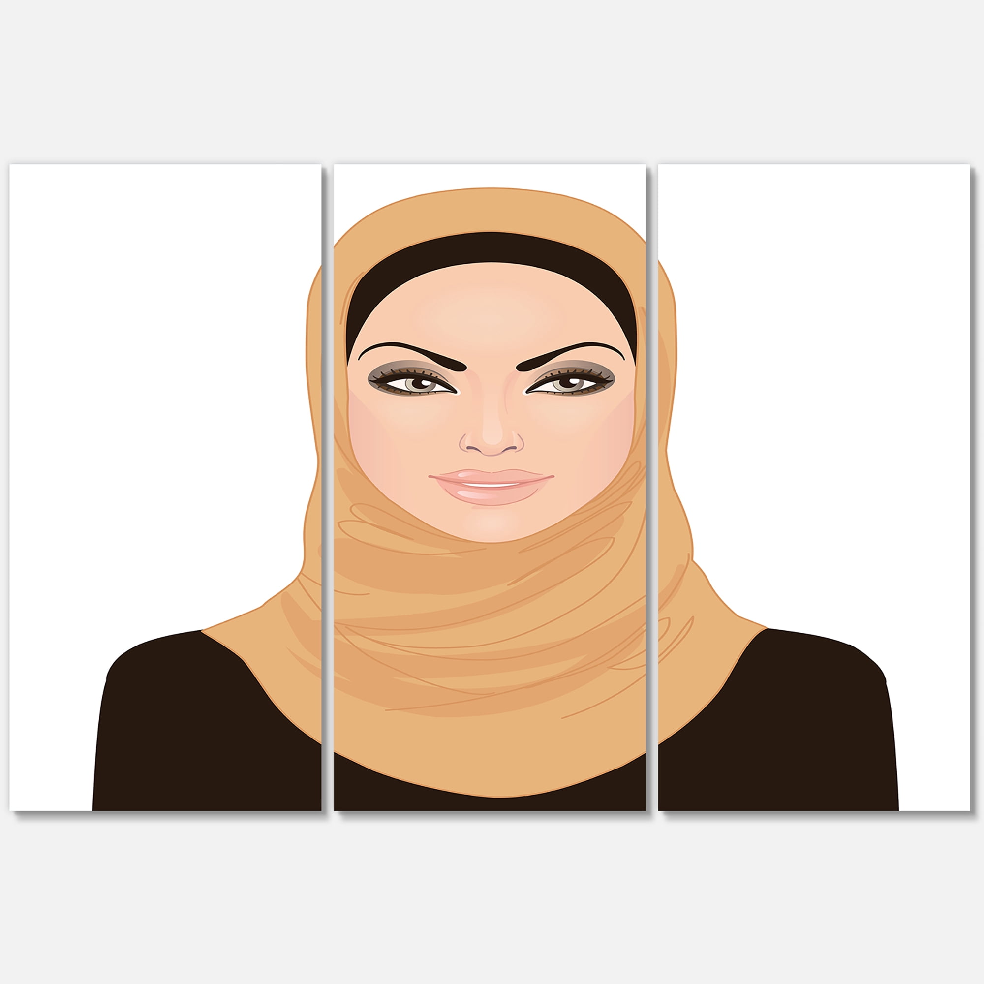 Designart ' Portrait of Muslim Girl In Traditional Hijab ' Modern Canvas Wall Art Print