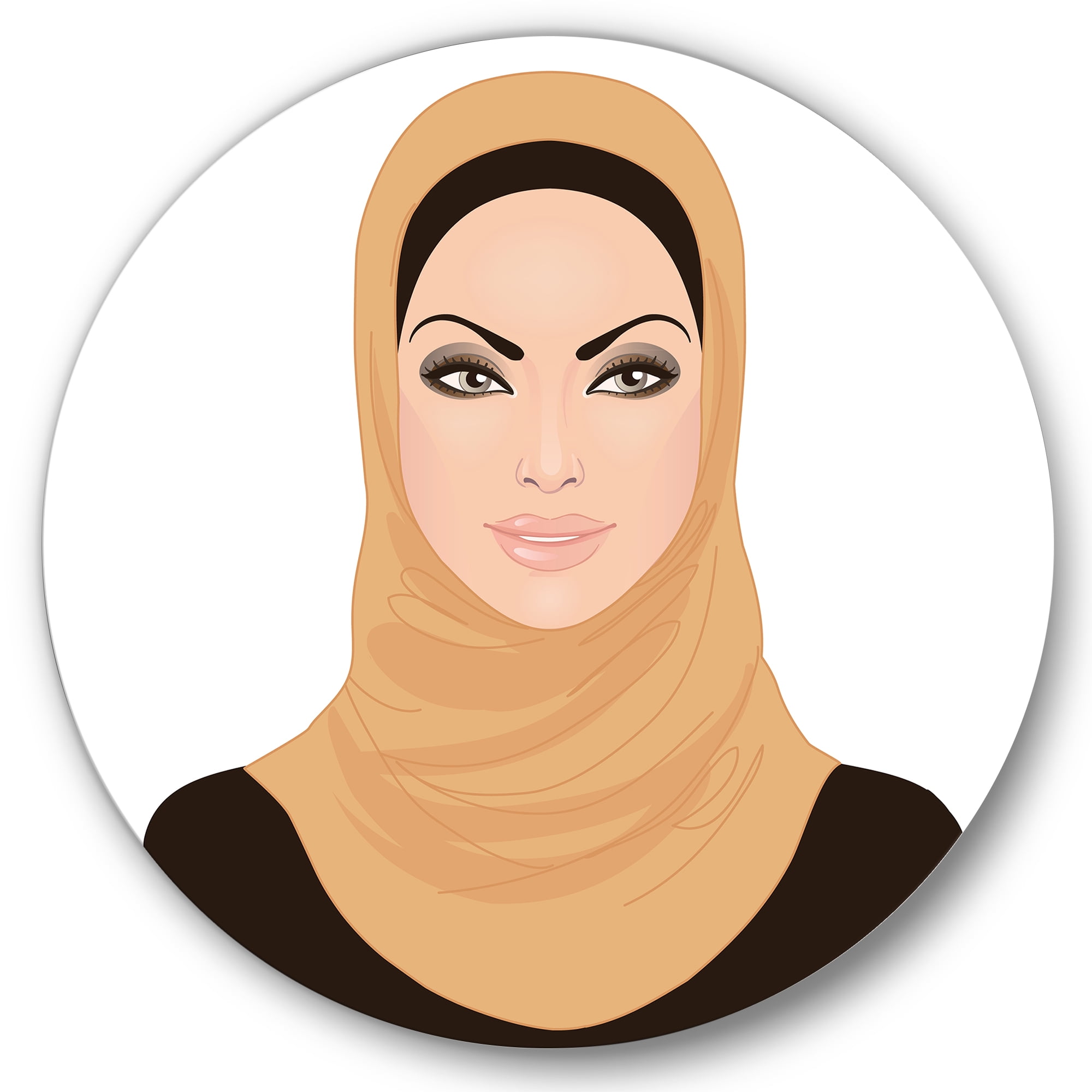 Designart 'Portrait of Muslim Girl In Traditional Hijab' Modern Circle Metal Wall Art 11x11 - Disc of 11
