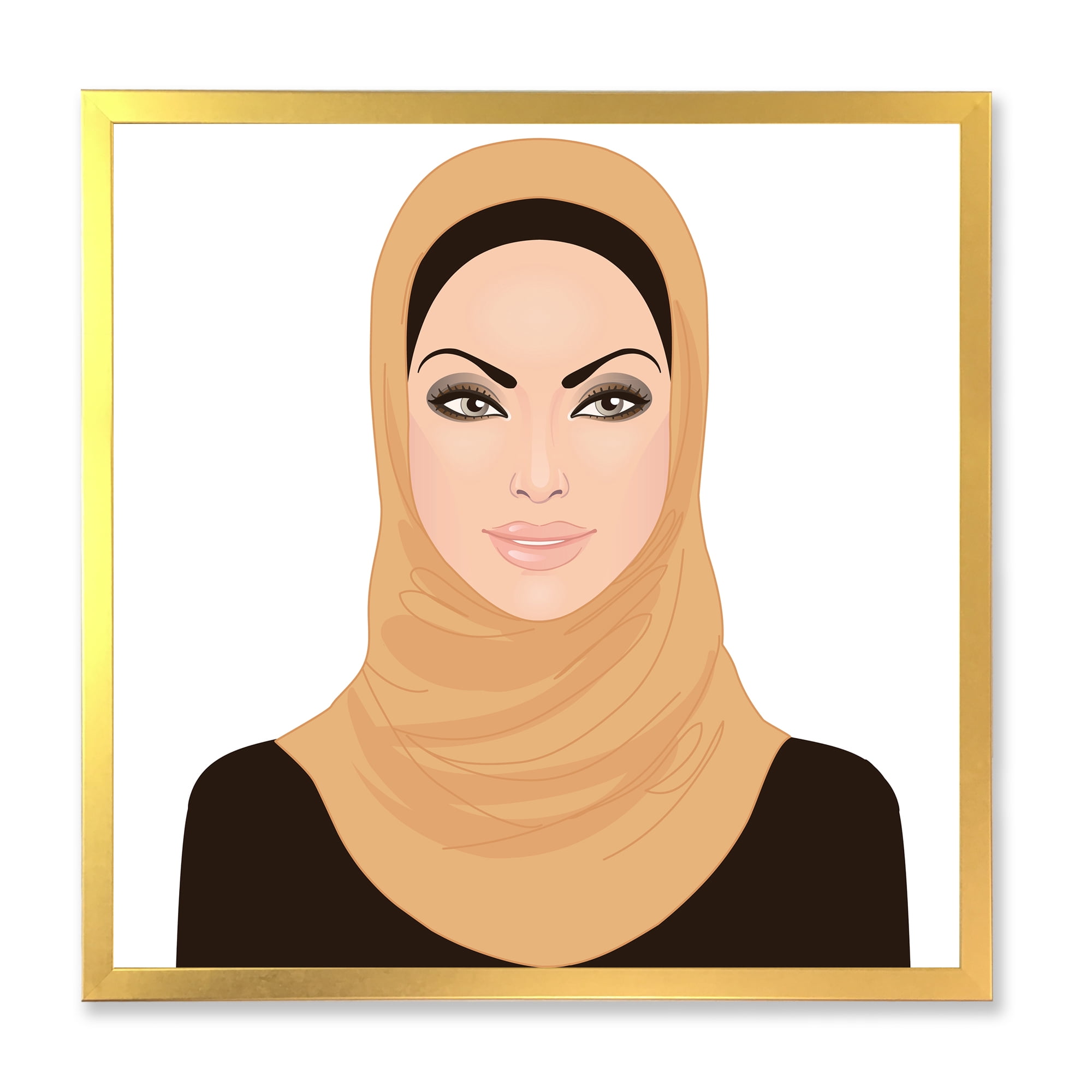 Designart 'Portrait of Muslim Girl In Traditional Hijab' Modern Framed Art Print