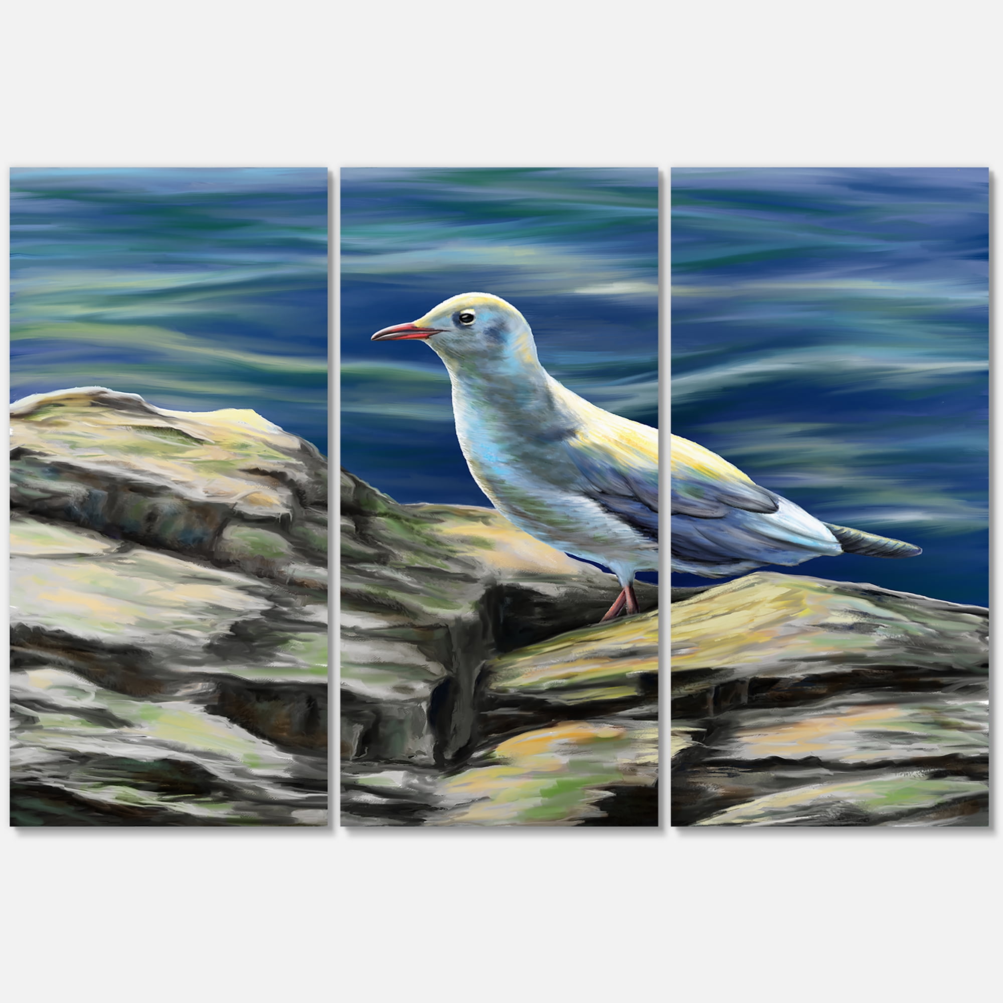 Designart ' Portrait of Seagull Birds By The Sea ' Nautical & Coastal Canvas Wall Art Print