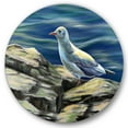 thumbnail image 1 of Designart 'Portrait of Seagull Birds By The Sea' Nautical & Coastal Circle Metal Wall Art 23x23 - Disc of 23, 1 of 5