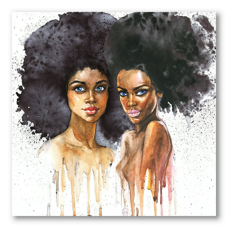 Designart Portrait of Two African American Women Modern Canvas